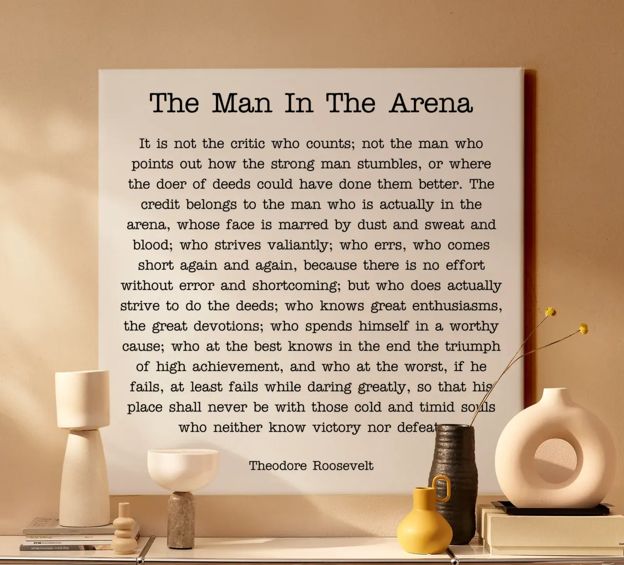 The man in the arena (typewriter style) canvas with Floater frame by Paigaam Studio