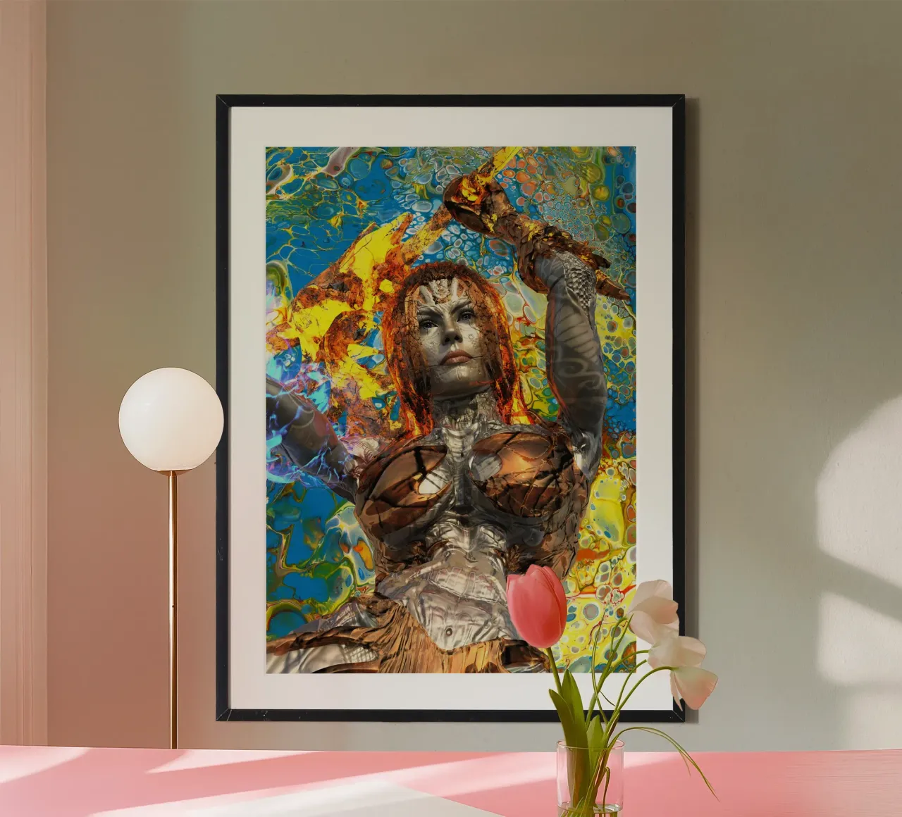 Ritratto della strega Melania poster con telaio in legno da the-witcher