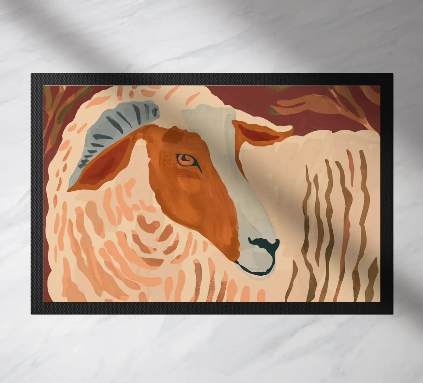 Abstract Rustic Ram doormat by ThingDesign