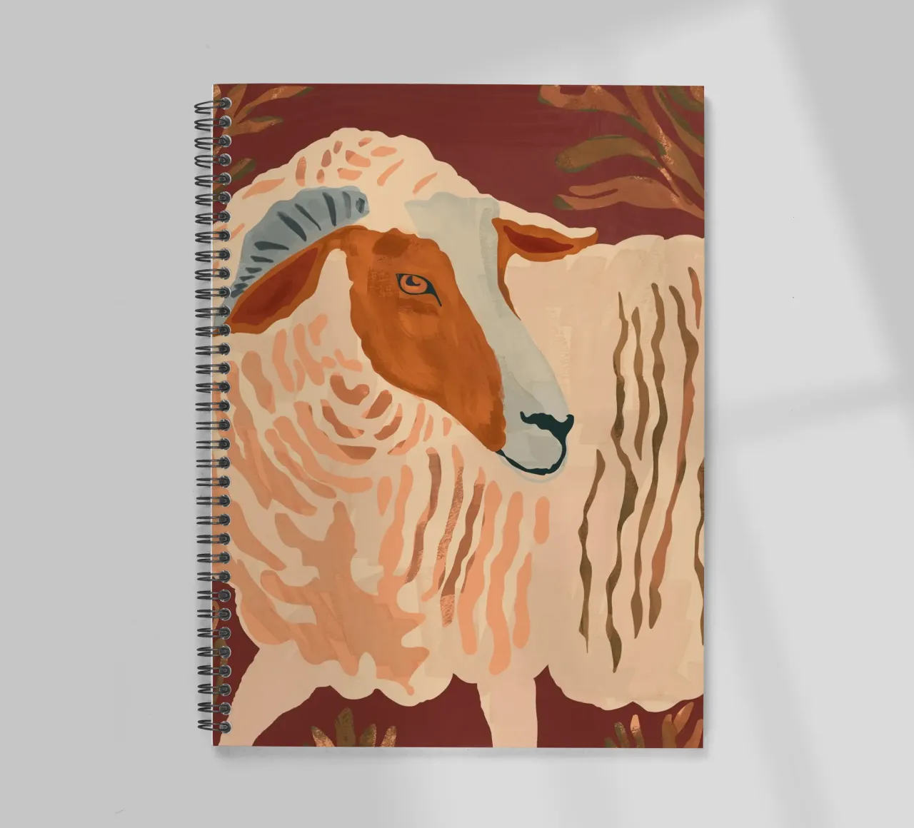 Abstract Rustic Ram spiral notebook by ThingDesign