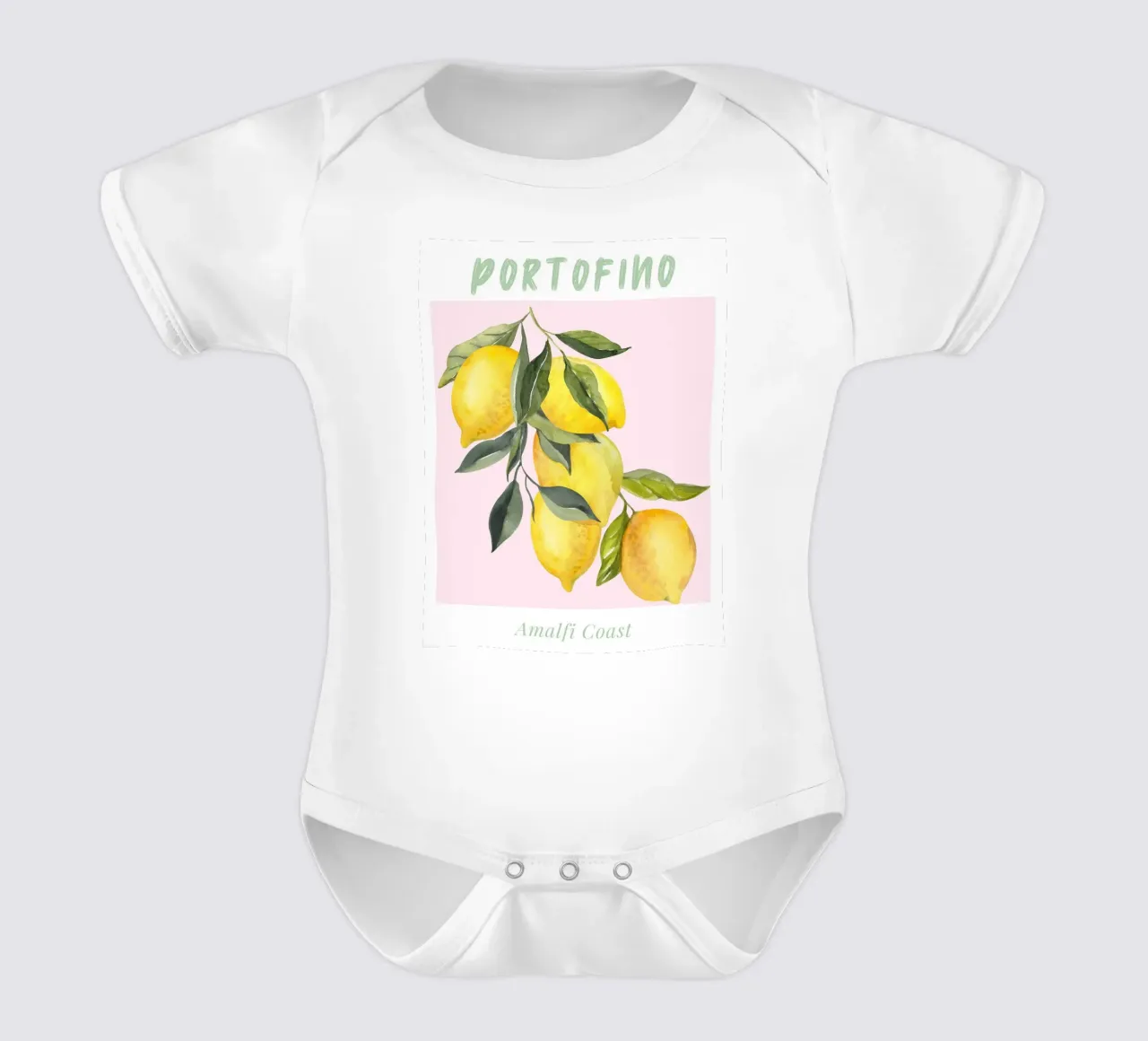 Positano Zitrone Italien Illustration Kurzarm Babybody von Bella Studio