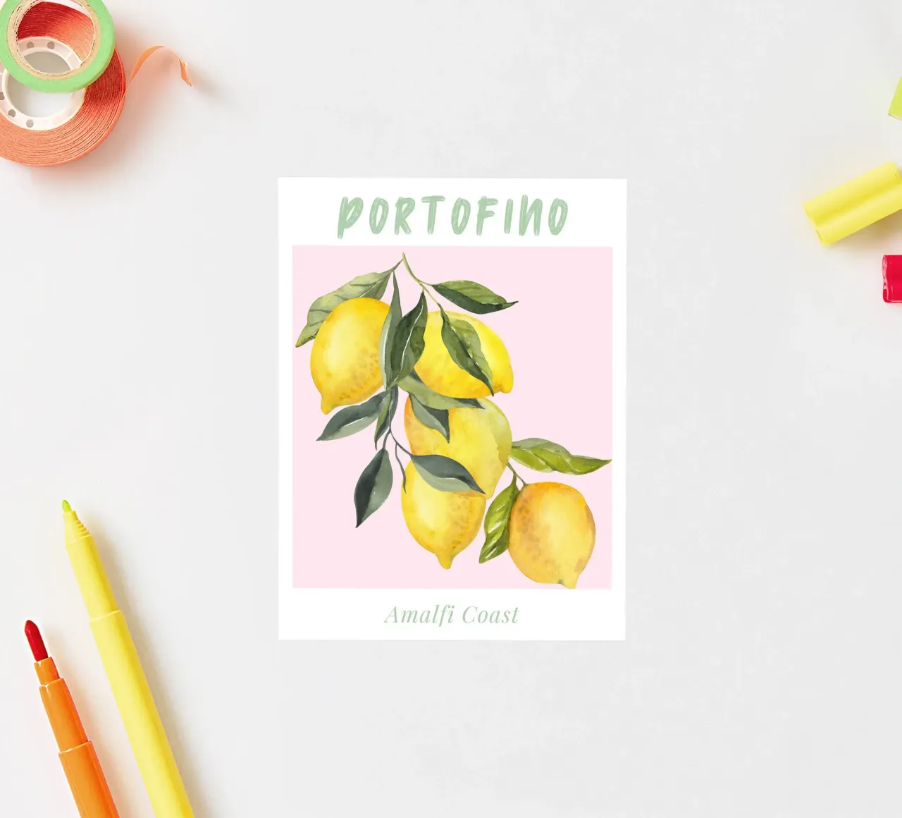 Positano Lemon Italy Illustration adesivo da Bella Studio