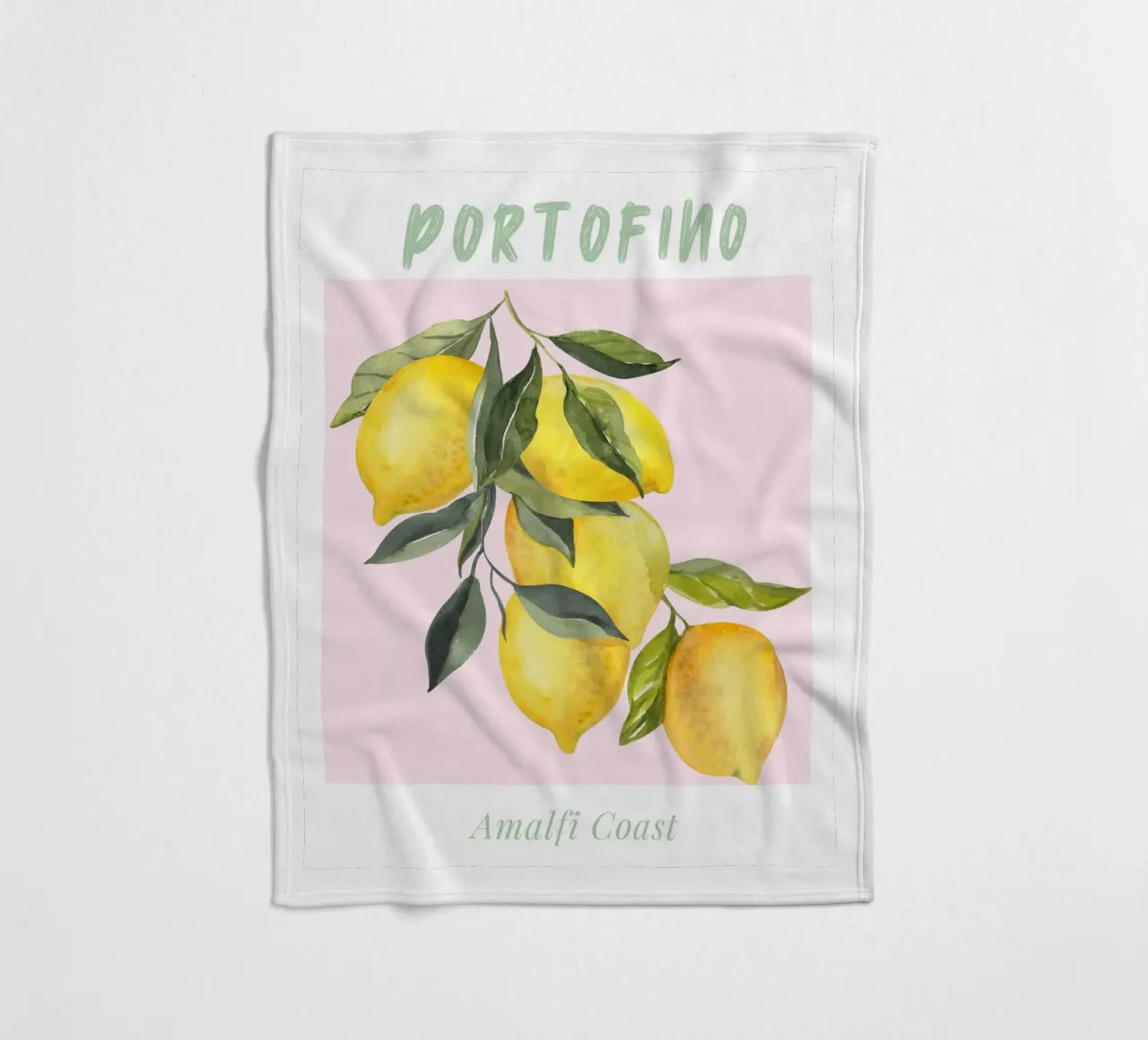 Positano Zitrone Italien Illustration Fleecedecke von Bella Studio