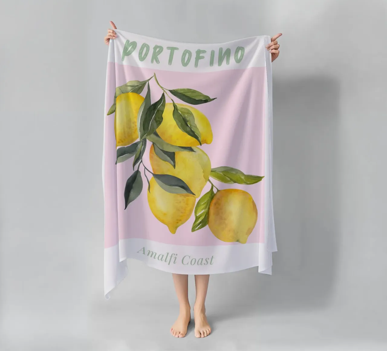 Positano Lemon Italy Illustration telo mare da Bella Studio