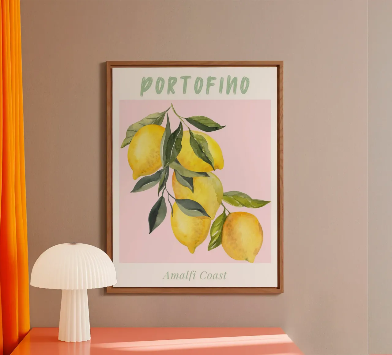 Positano Lemon Italy Illustration alluminio dibond da Bella Studio