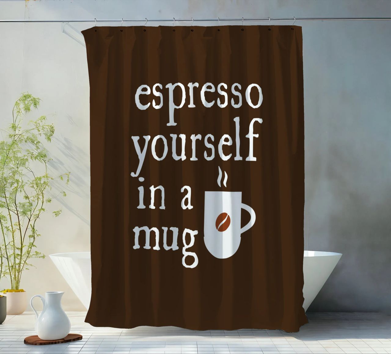 Espresso yourself in a mug Duschvorhang von happieeagle