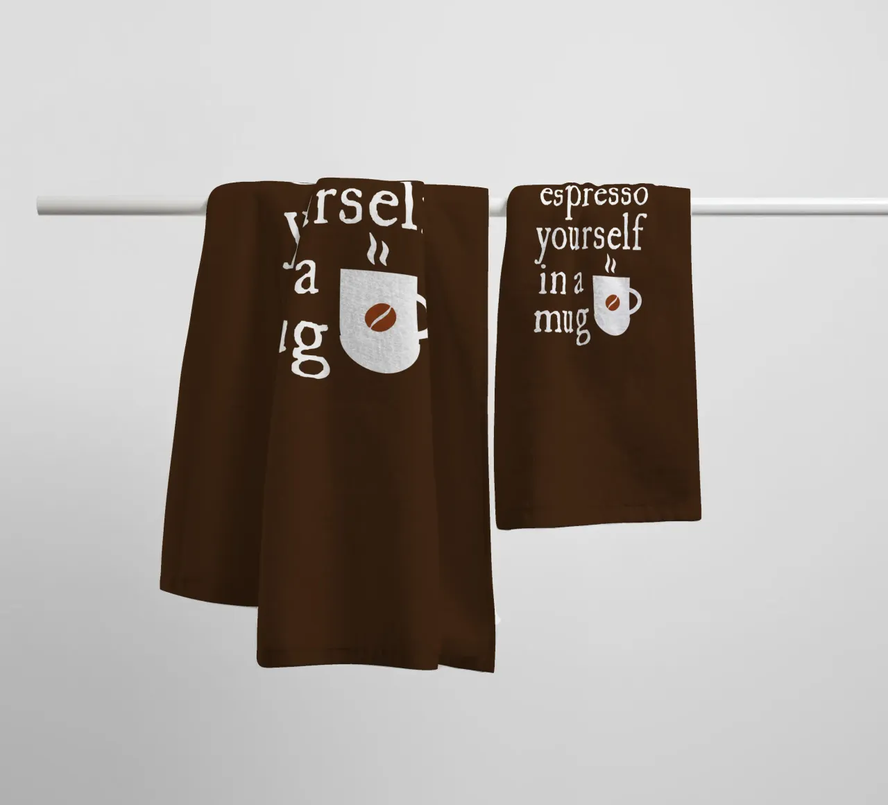 Espresso yourself in a mug badhanddoek van happieeagle