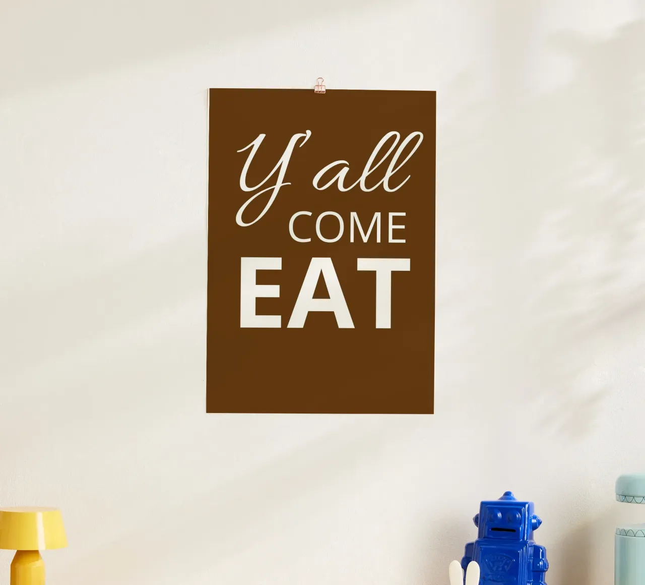 Y'all Come Eat poster con telaio in alluminio da ramosashop