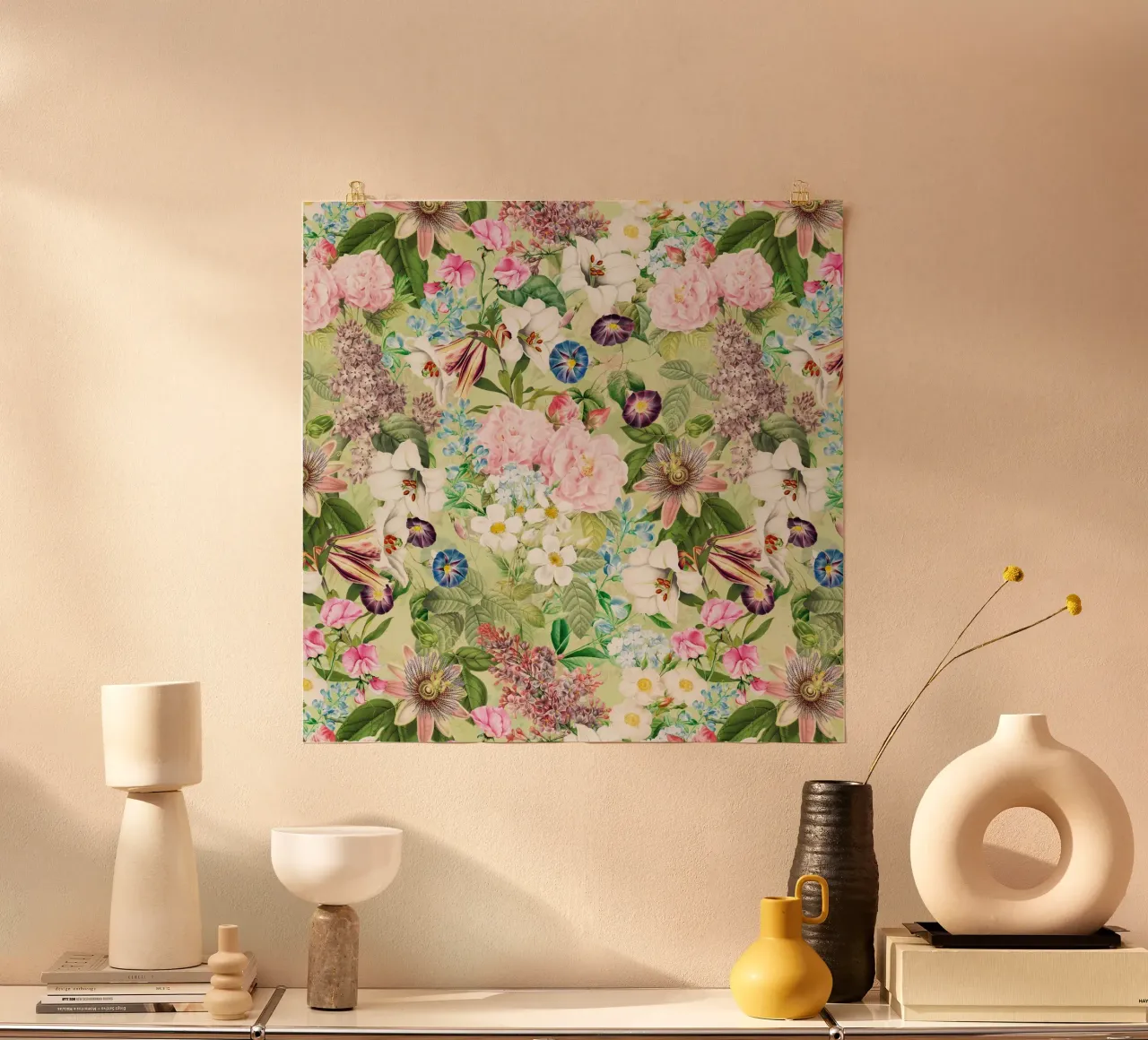 Vintage Incantevole giardino botanico di fiori di primavera poster con telaio in legno da Flower Garden - Uta Naumann