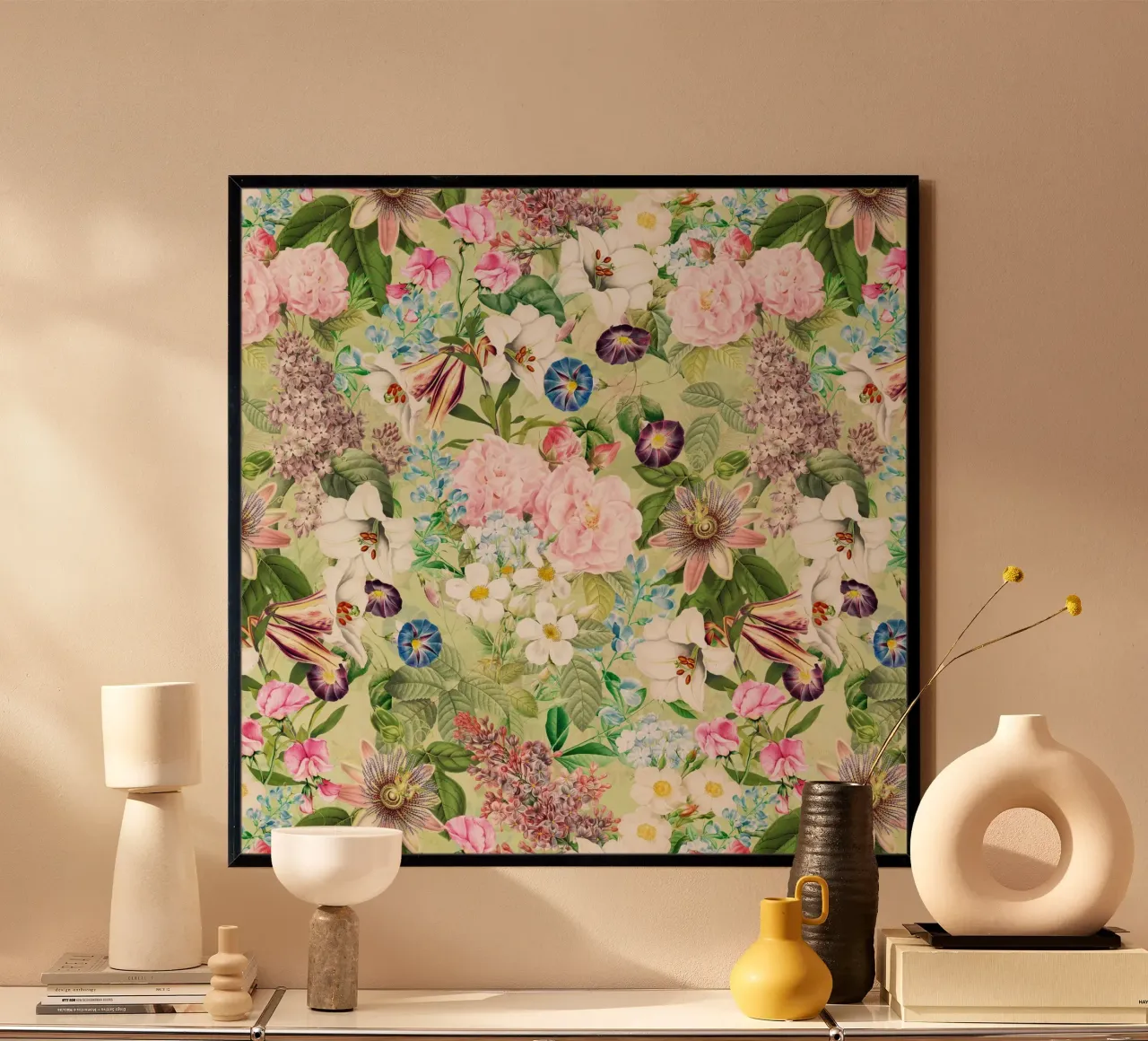 Vintage Incantevole giardino botanico di fiori di primavera poster con telaio in legno da Flower Garden - Uta Naumann