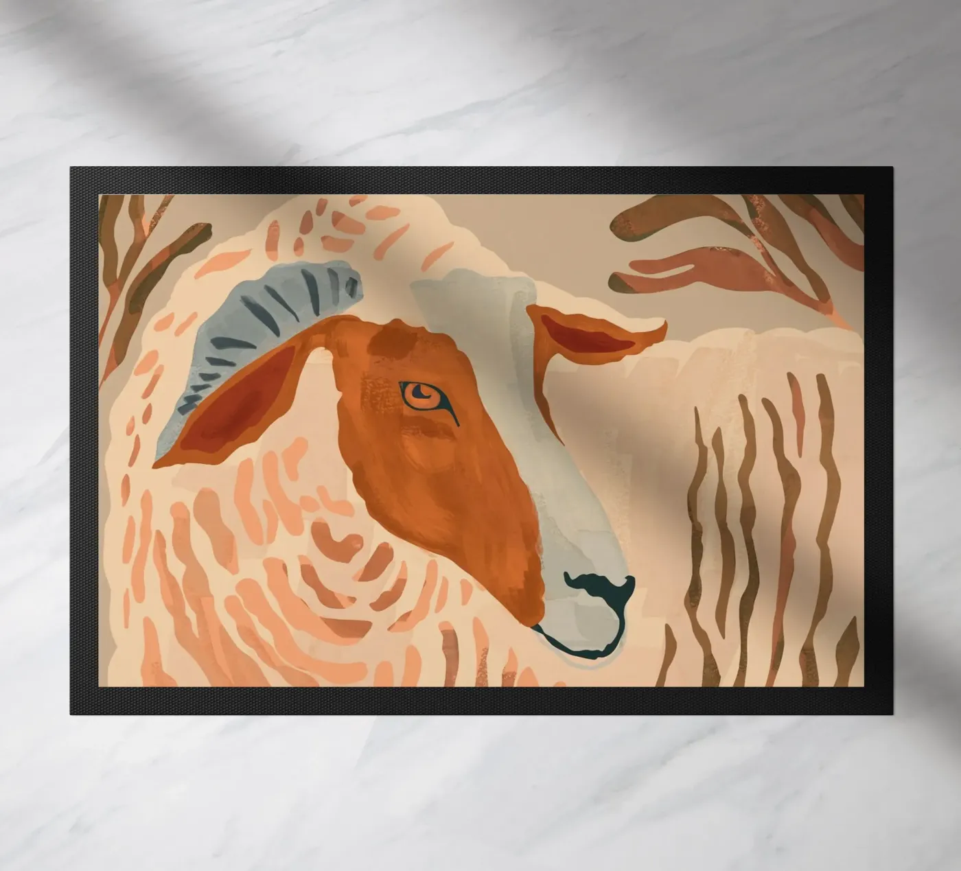Abstract Rustic Ram 2 doormat by ThingDesign