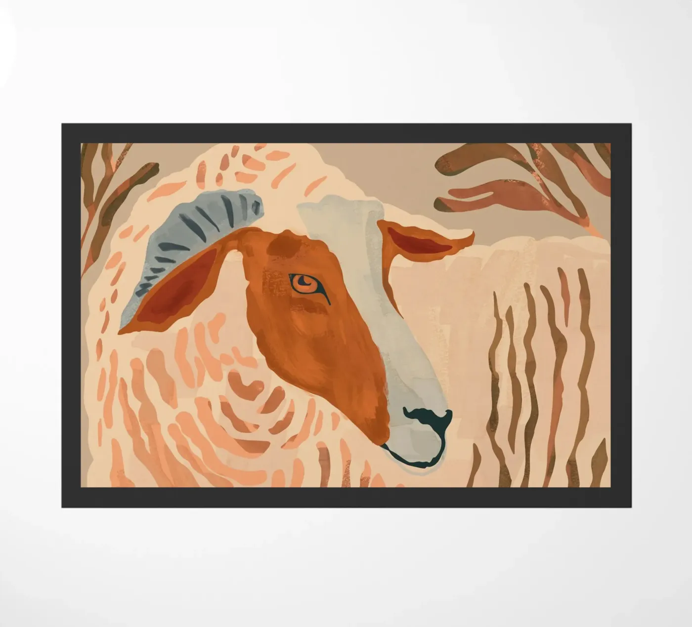 Abstract Rustic Ram 2 doormat by ThingDesign