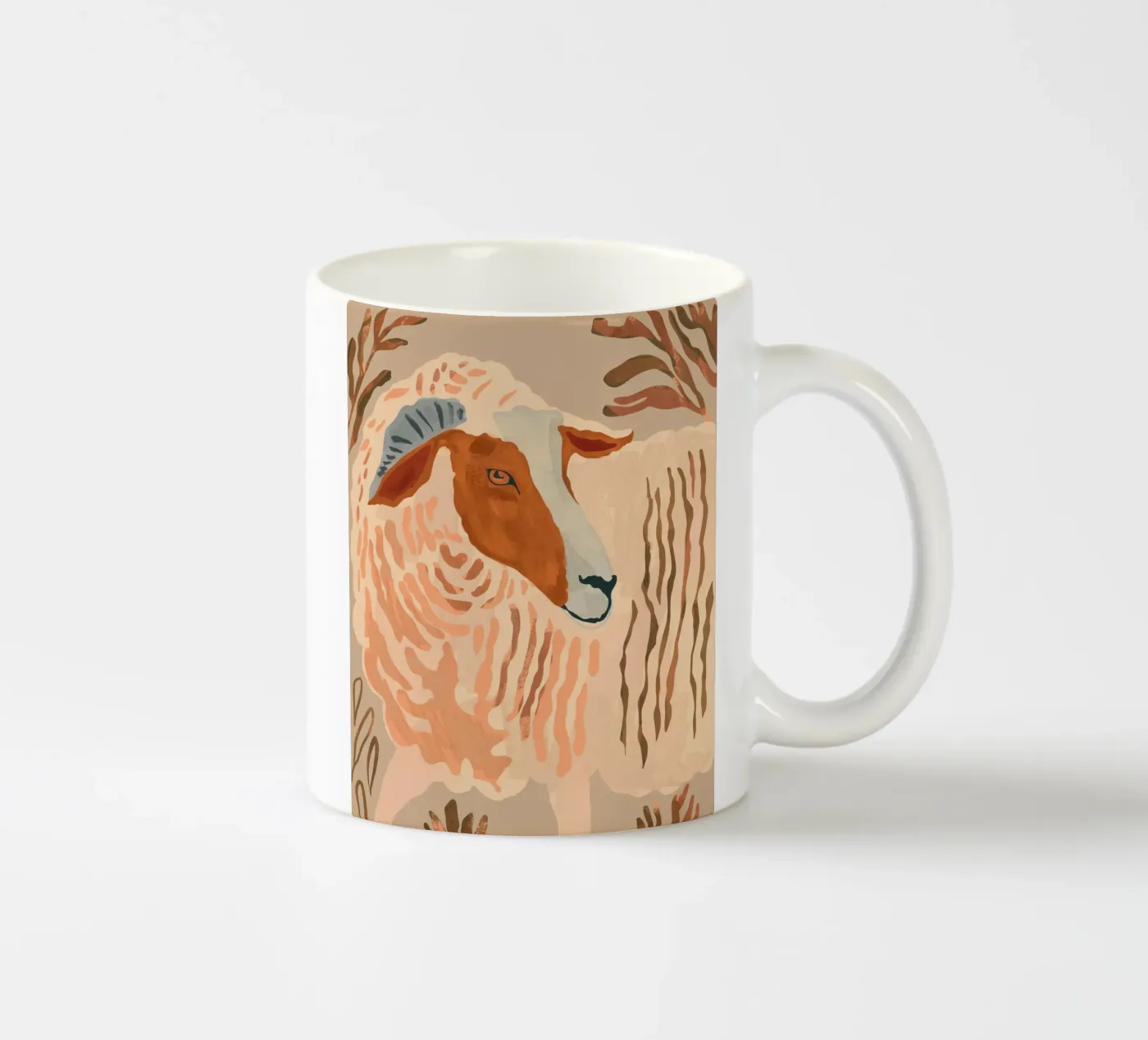 Abstract Rustic Ram 2 ceramic mug by ThingDesign