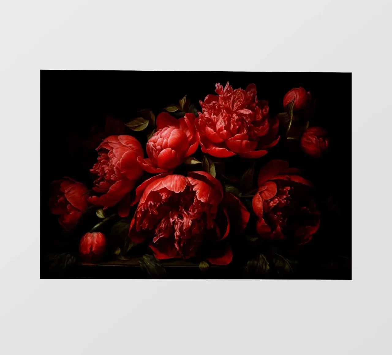Composizione floreale di mezzanotte con peonie vintage rosso sangue scuro telo in pvc da Flower Garden - Uta Naumann