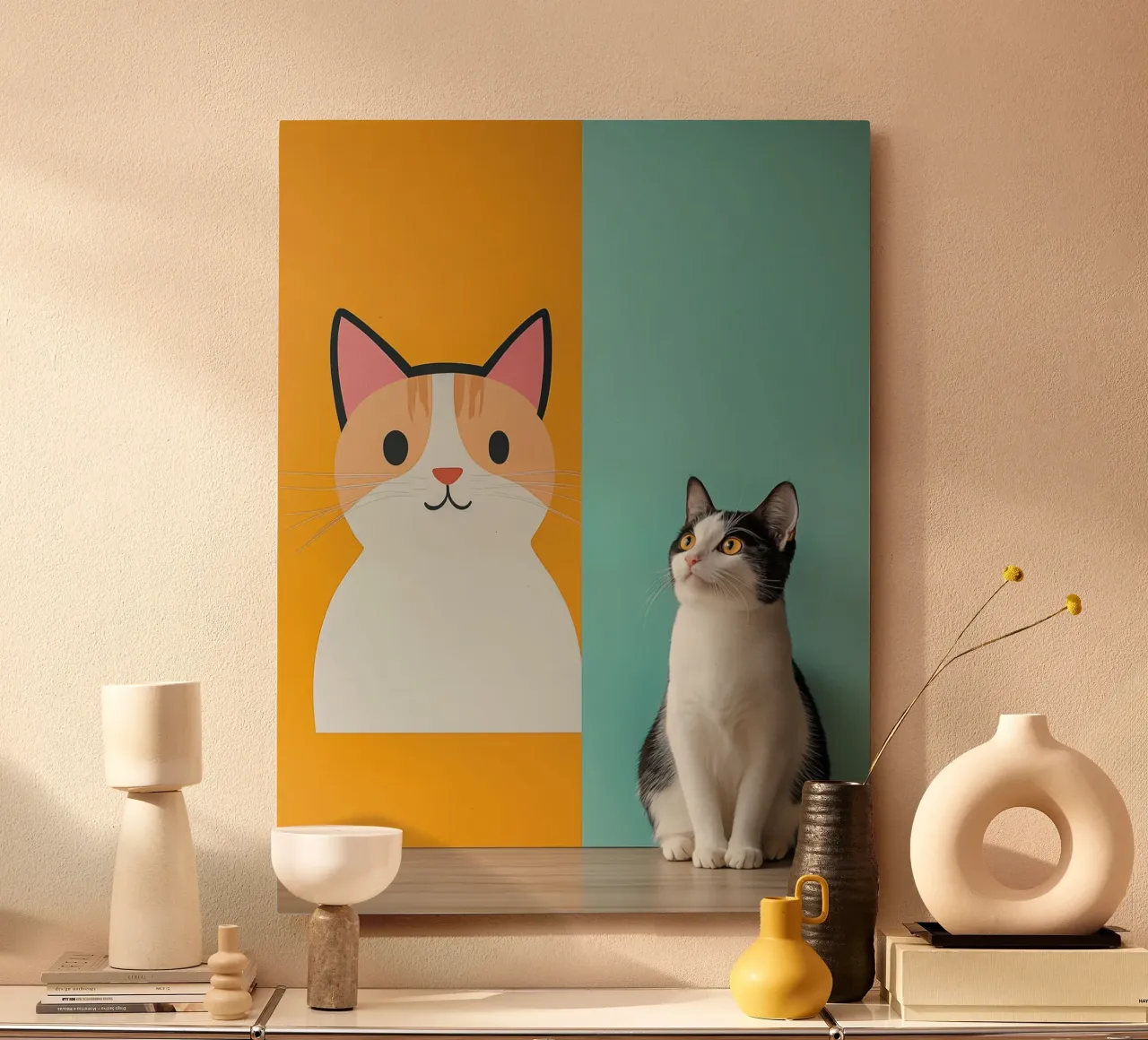 Cat art | Dualità minimalista con uno scintillio negli occhi alluminio dibond da Autofocus