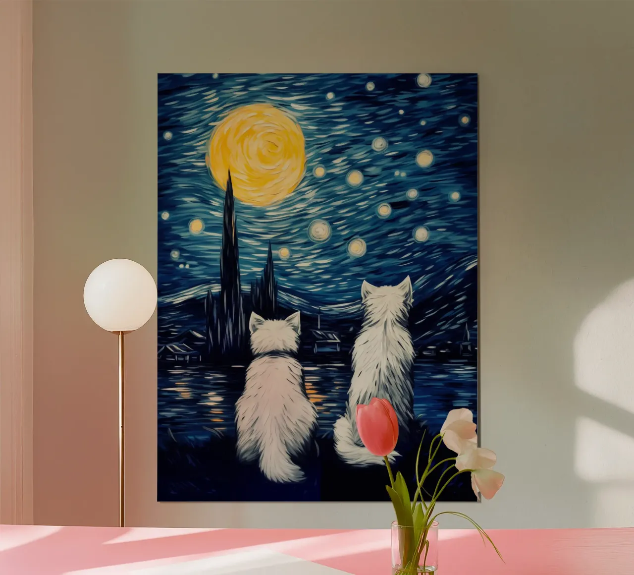 Notte stellata | Due gatti in una notte stellata carta hahnemühle da Autofocus
