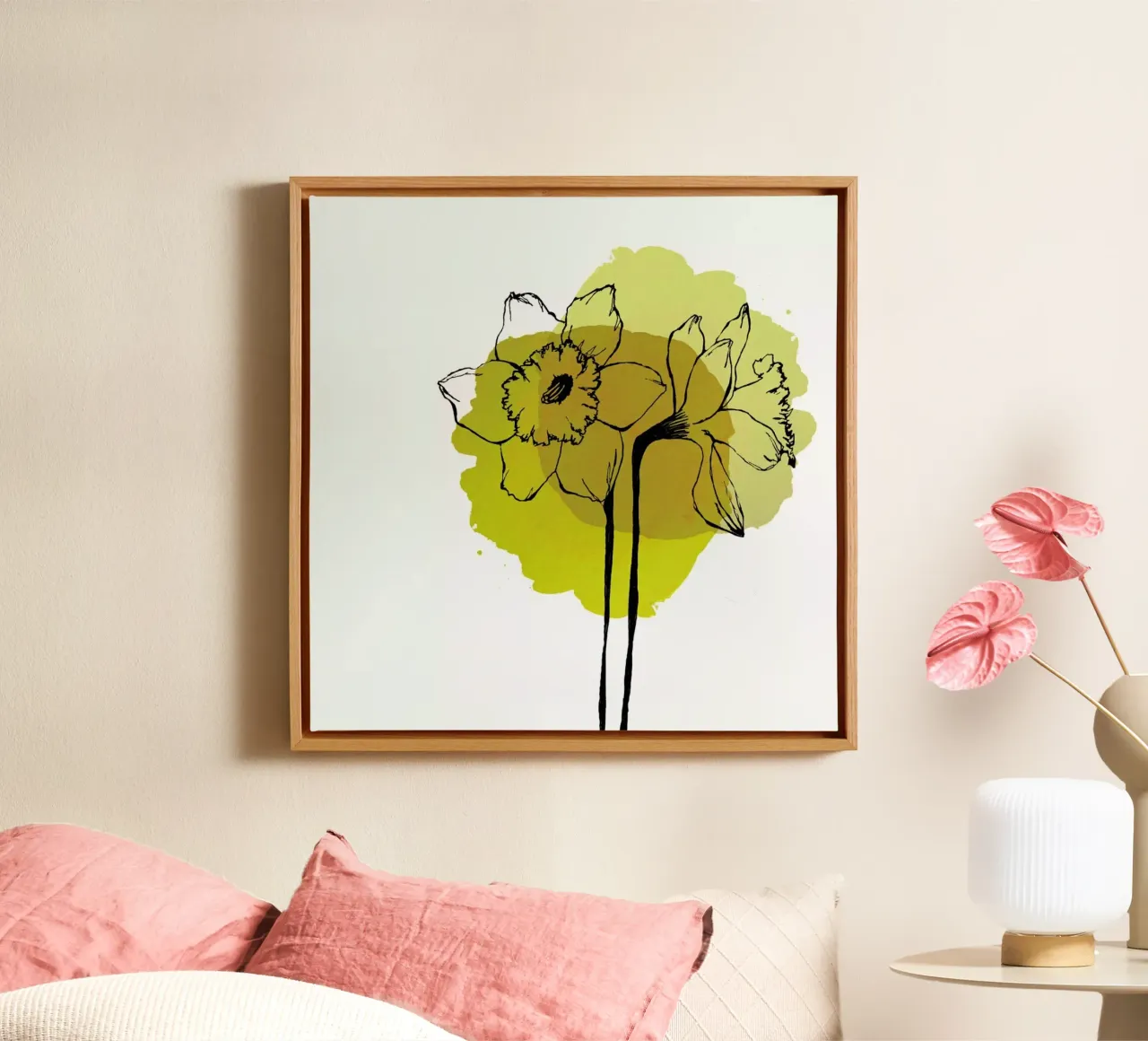 Yellow Daffodils tela con Cornice a cassetta da Morgan Kendall