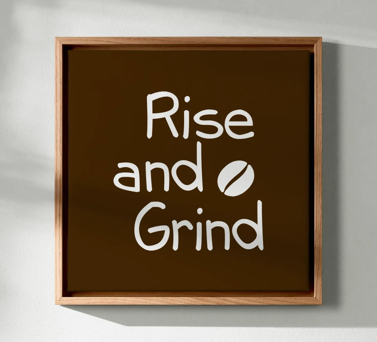 Rise and grind coffee Leinwand mit Schattenfugenrahmen von happieeagle