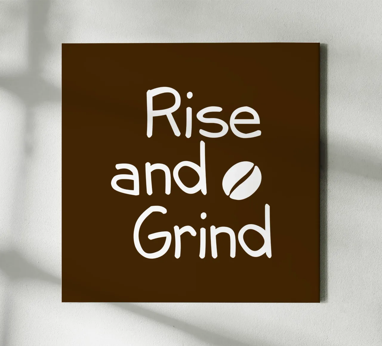 Rise and grind coffee Leinwand mit Schattenfugenrahmen von happieeagle