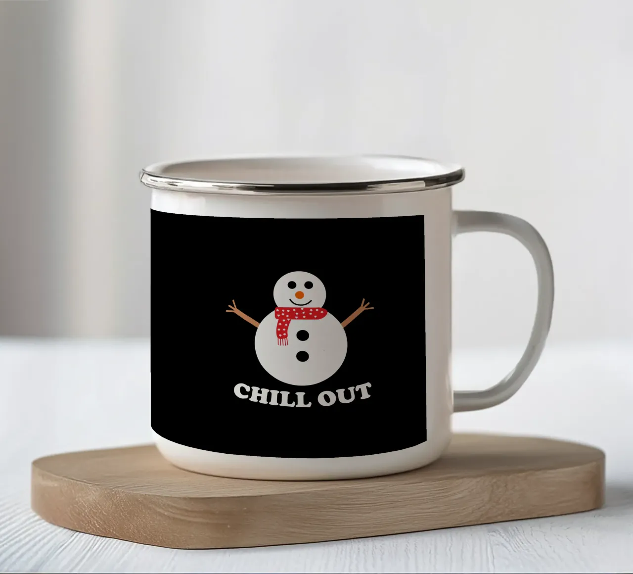 Chill out funny winter snowman tazza in smalto da happieeagle