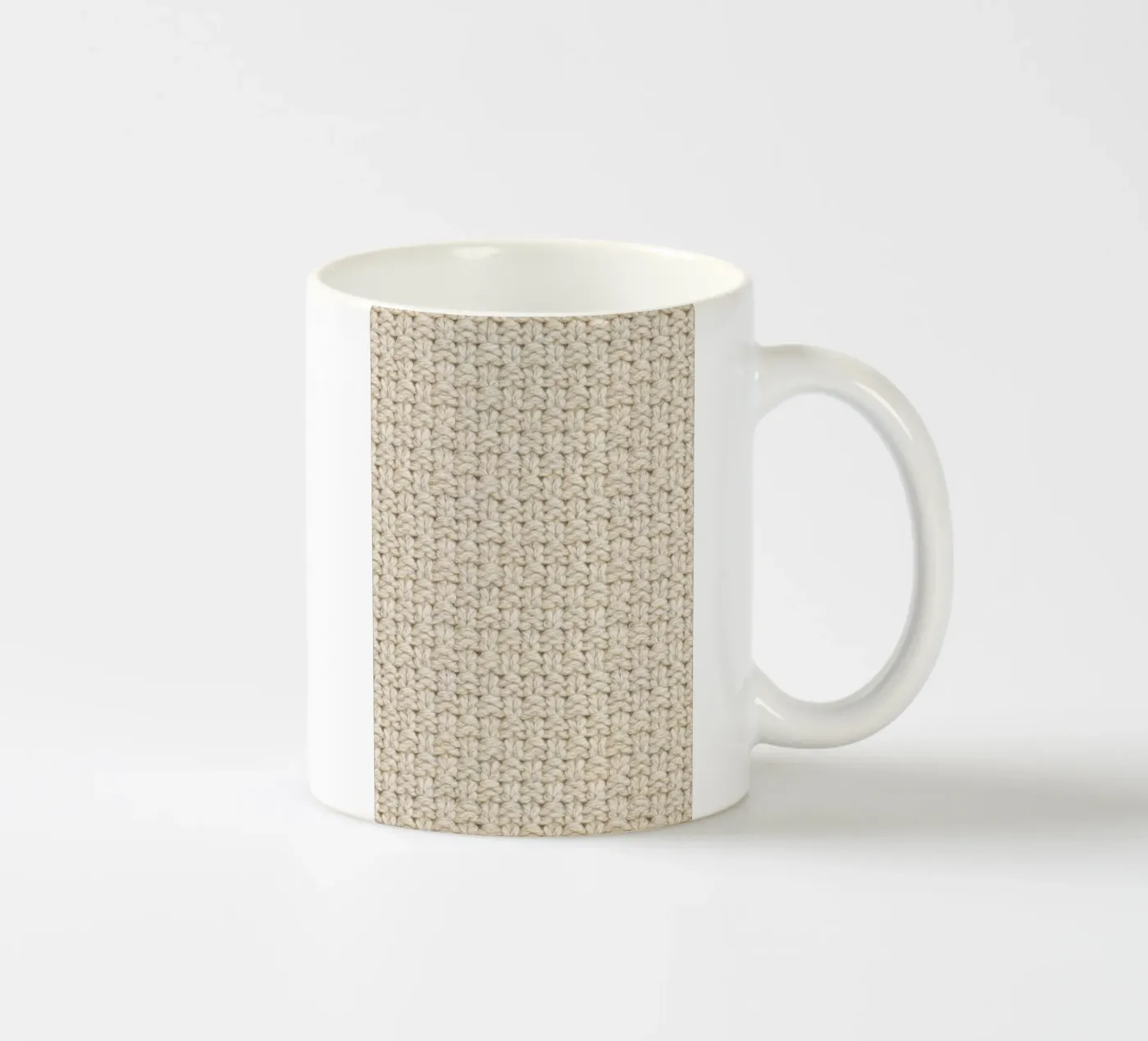 Soft Simplicity: White Knit Pattern ceramic mug by Curious Collections by Marielle Leenders