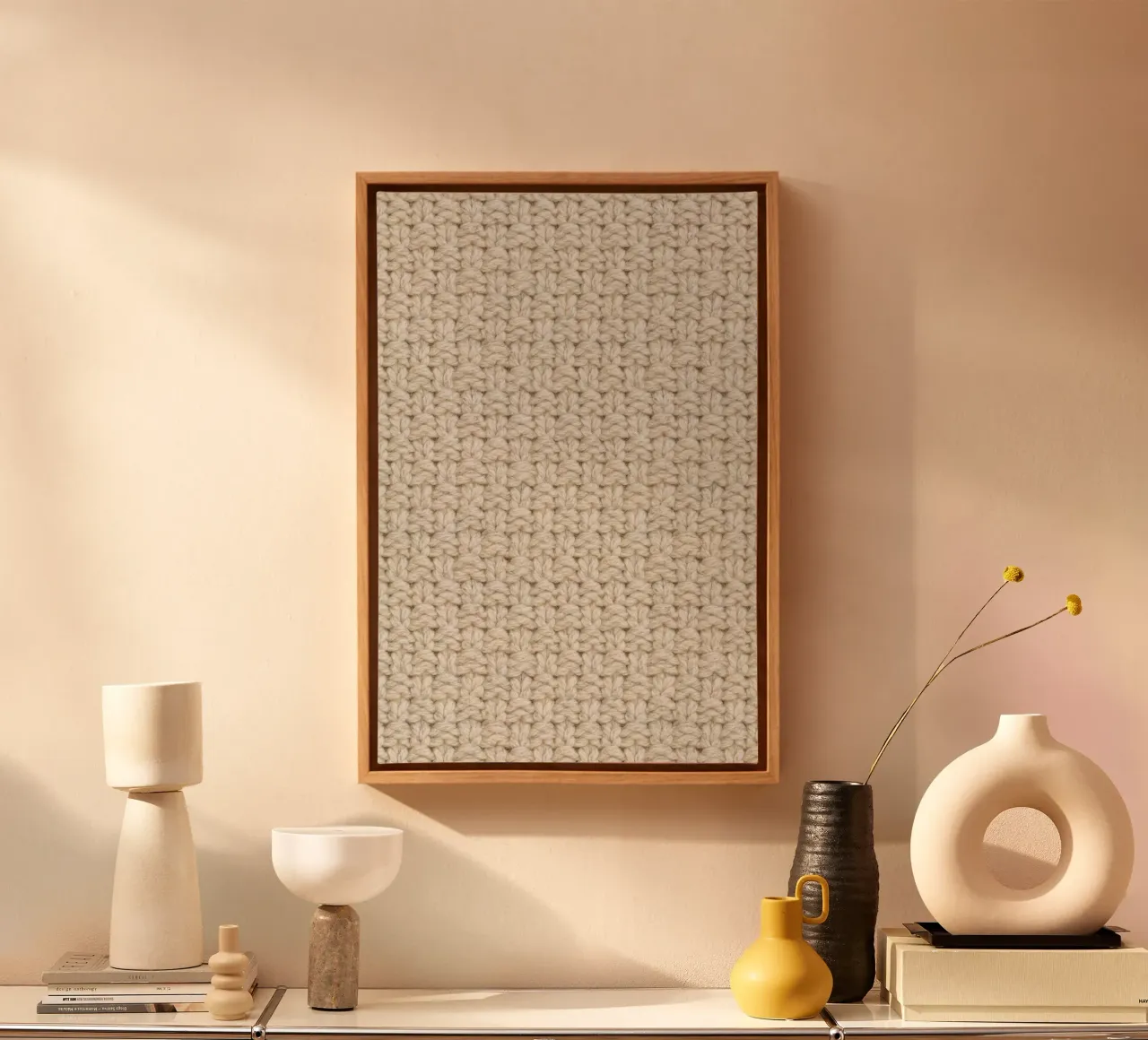 Soft Simplicity: White Knit Pattern canvas by Curious Collections by Marielle Leenders