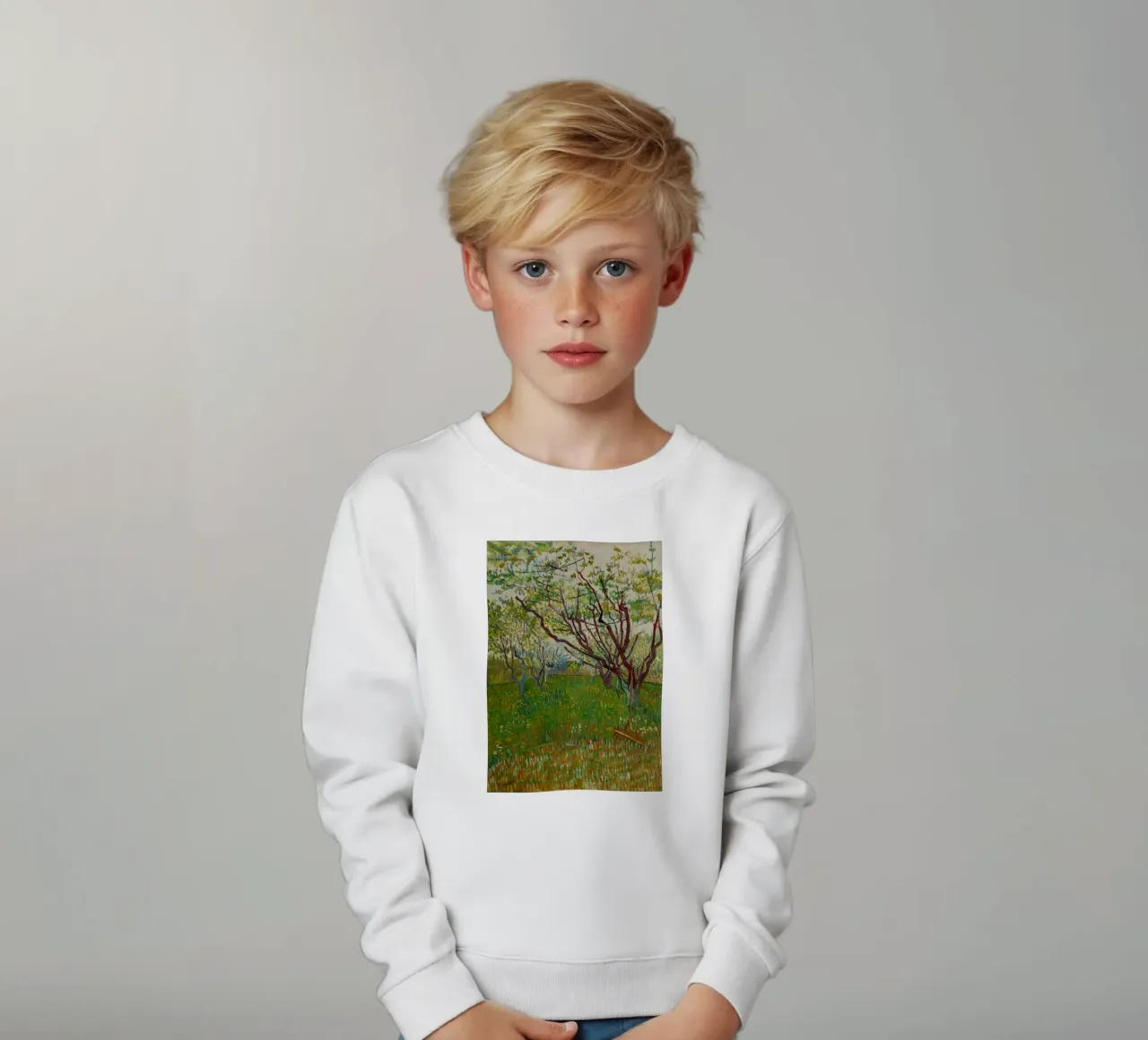 van Gogh bloeiende boomgaard kinder sweatshirt van Carinaprint