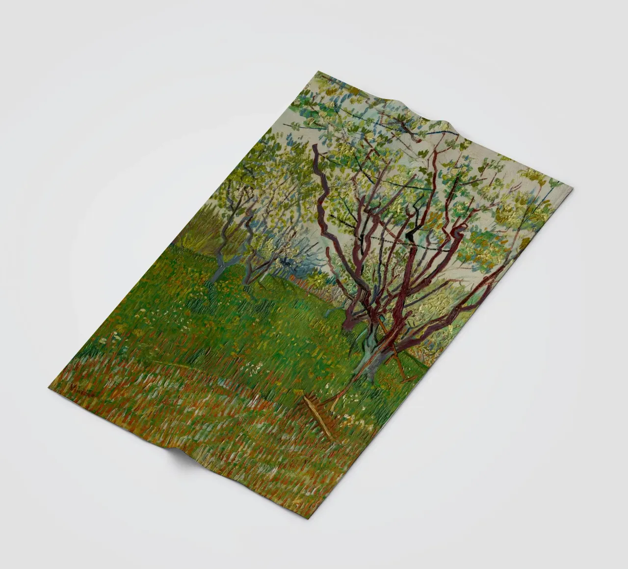 van Gogh blossoming orchard fleece blanket by Carinaprint