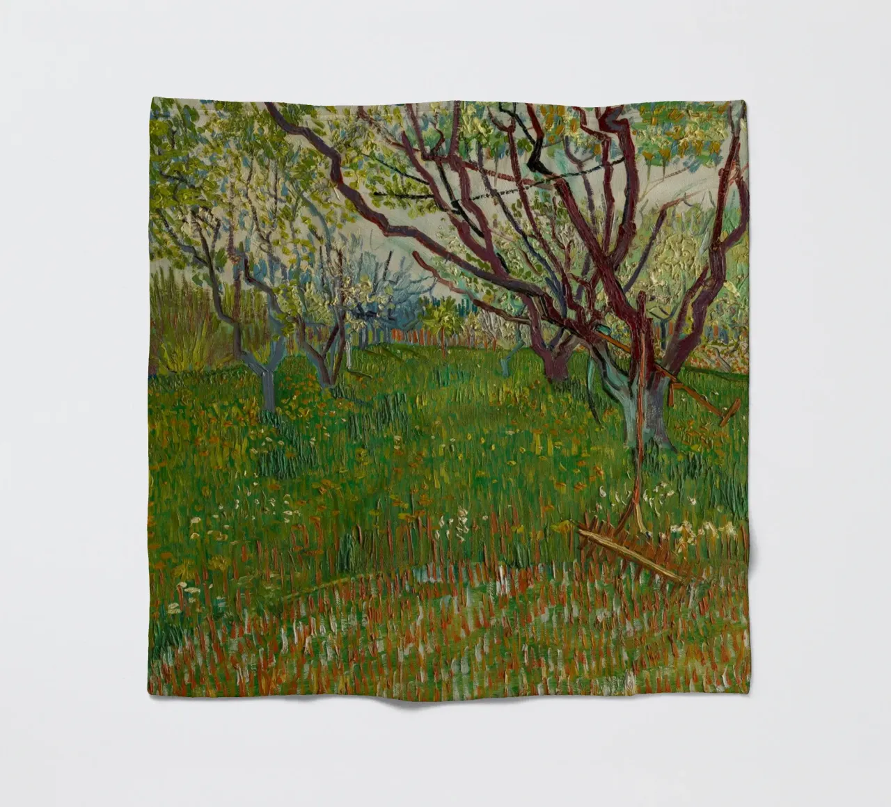van Gogh blossoming orchard fleece blanket by Carinaprint