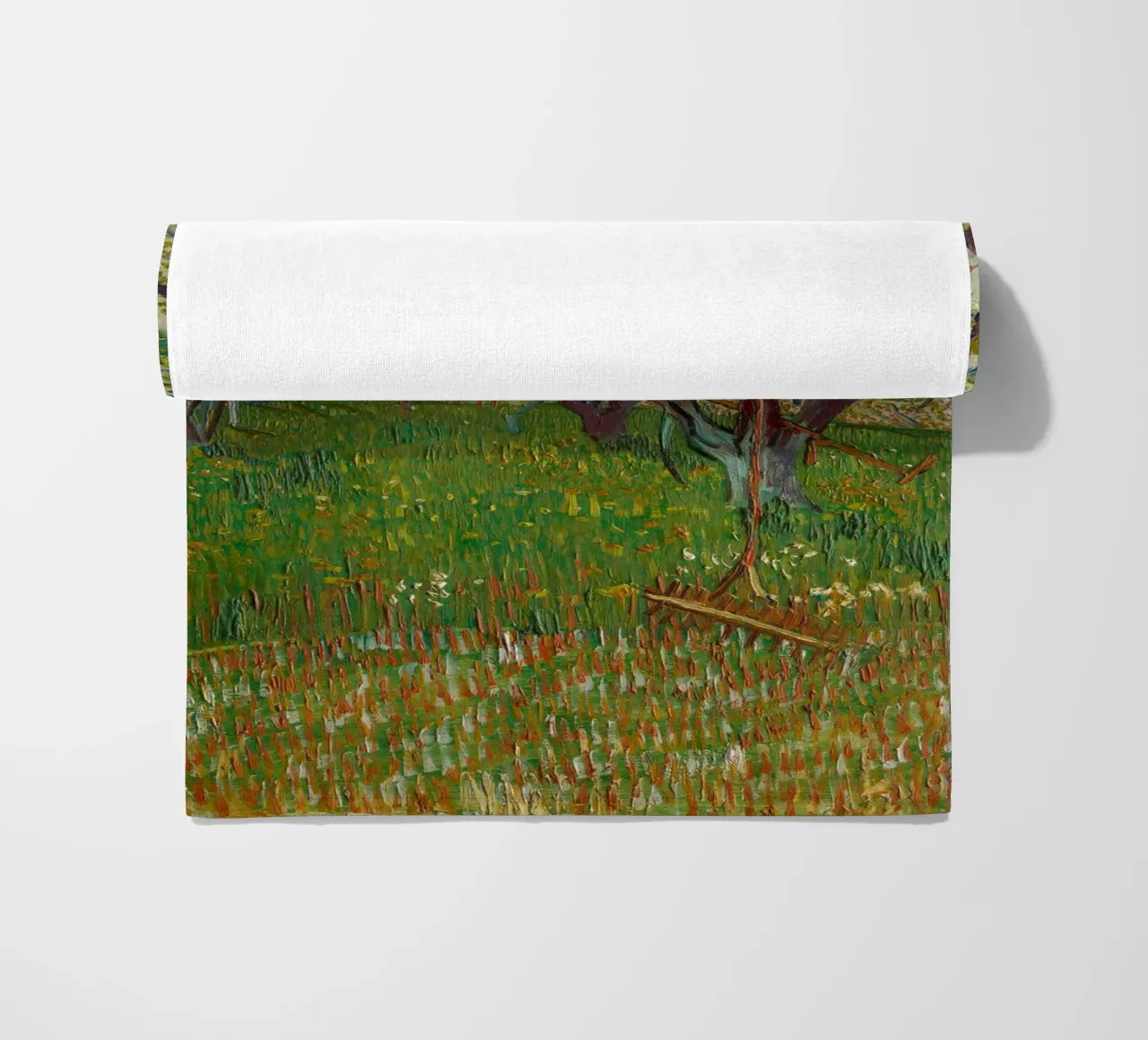 van Gogh blossoming orchard beach towel by Carinaprint