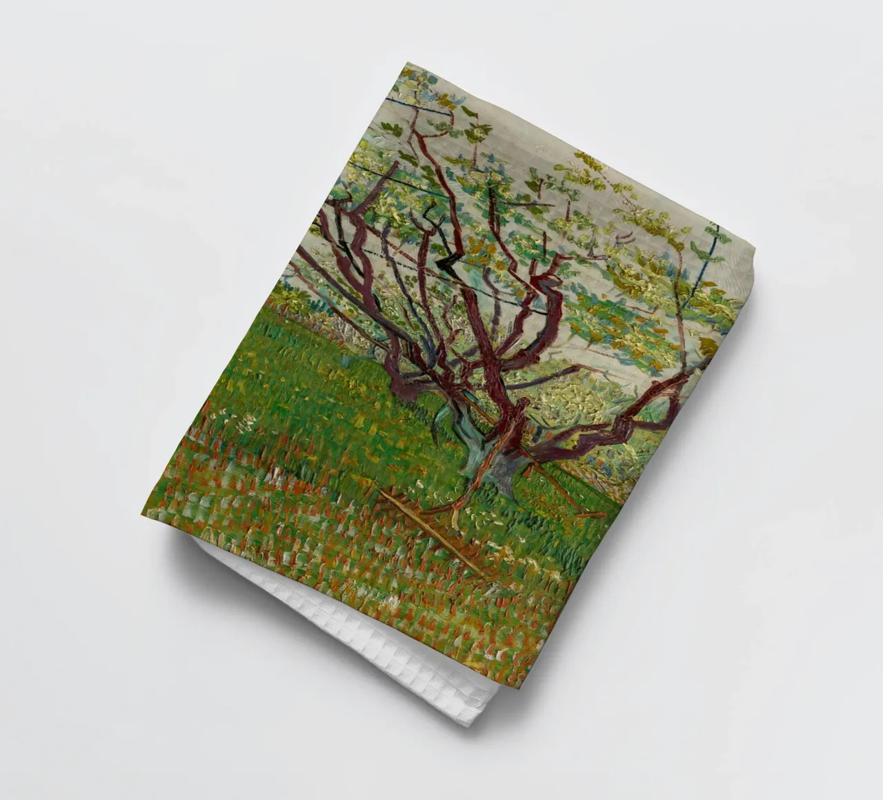van Gogh blossoming orchard tea towel by Carinaprint