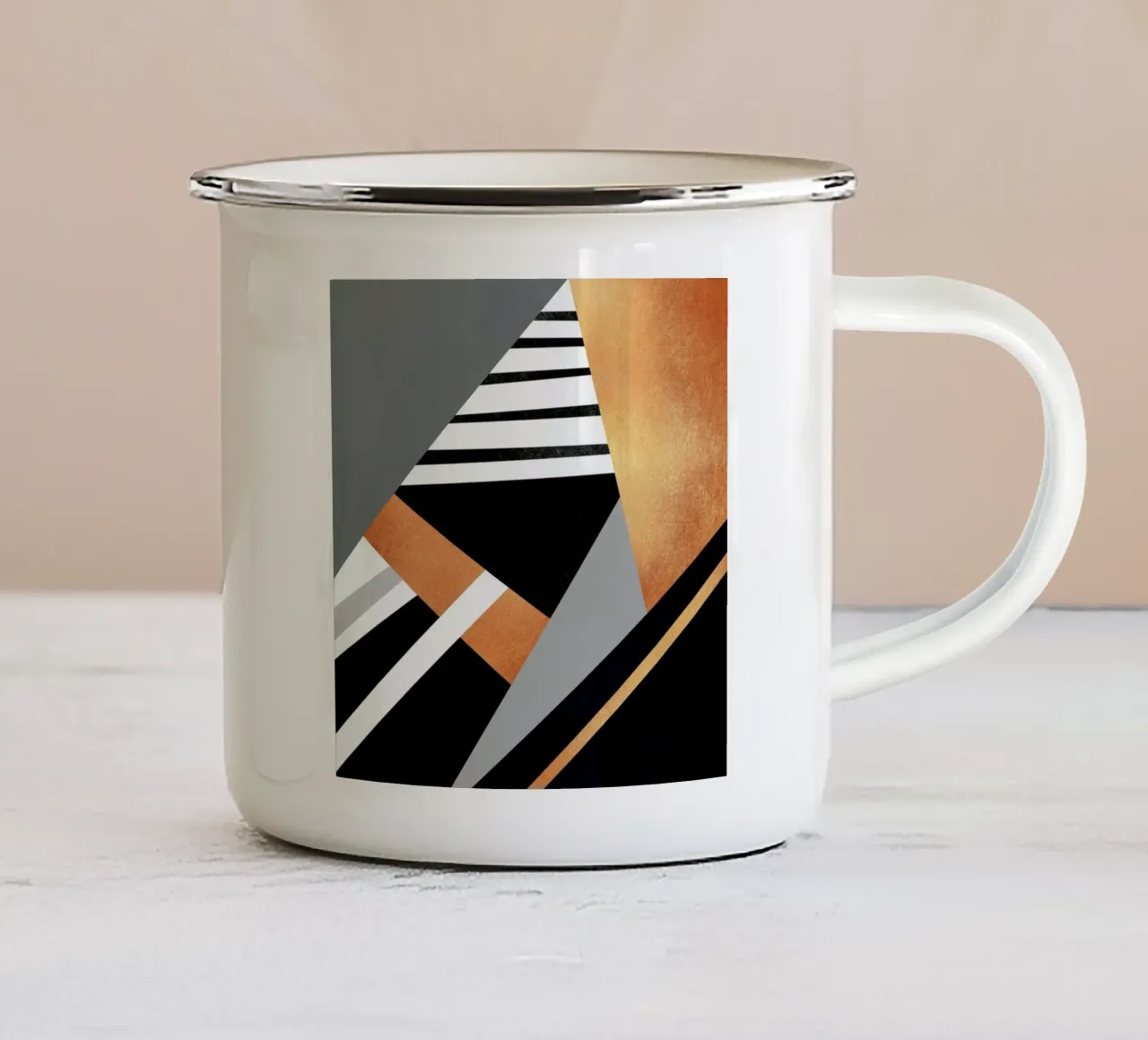 Geometric Combination emaille mok van Elisabeth Fredriksson