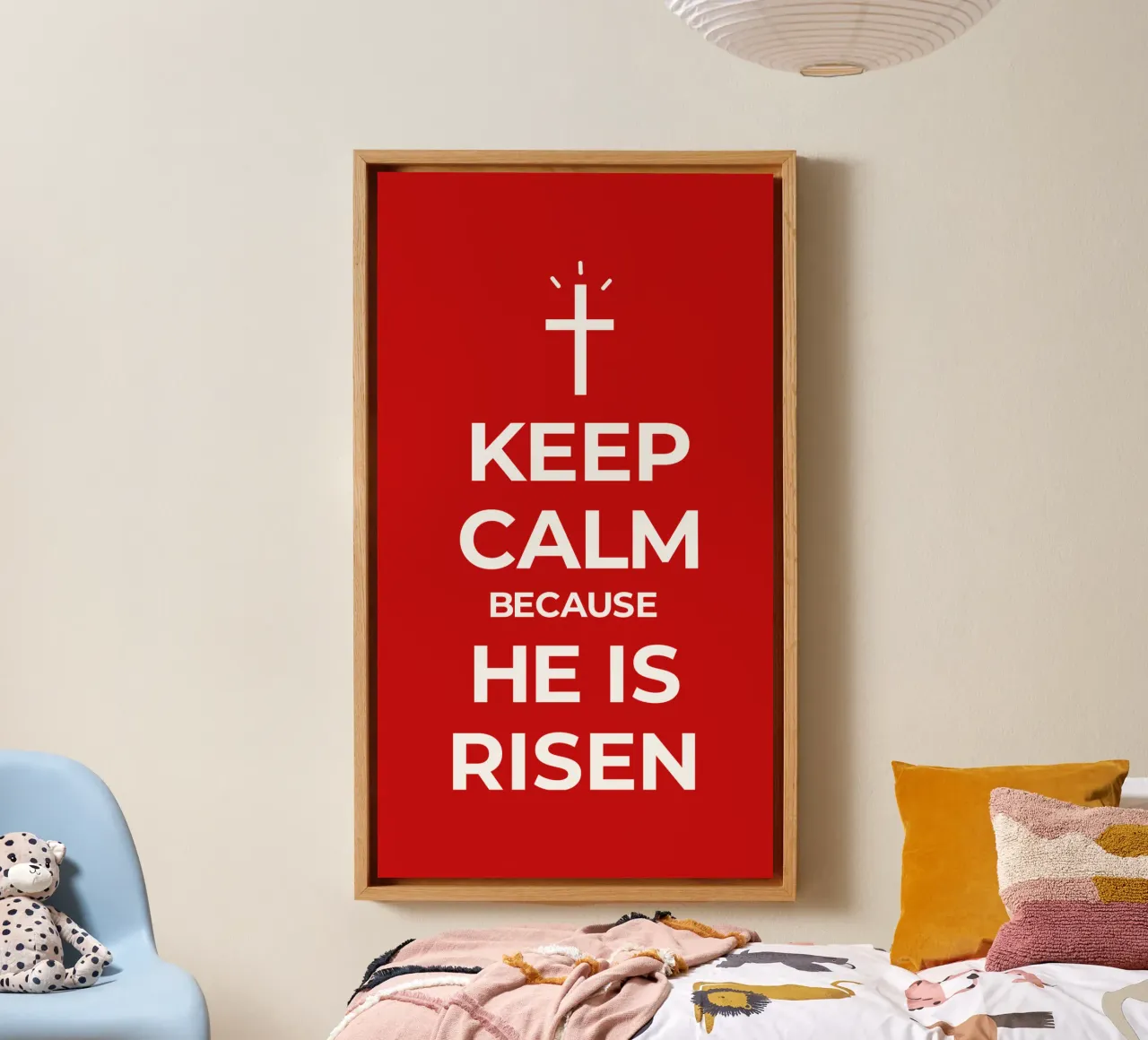 Keep calm because He is risen canvas met Baklijst van happieeagle