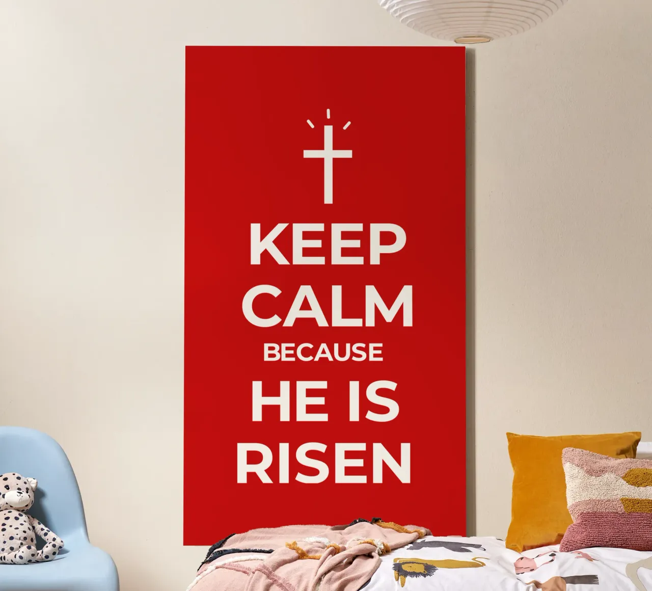 Keep calm because He is risen canvas met Baklijst van happieeagle