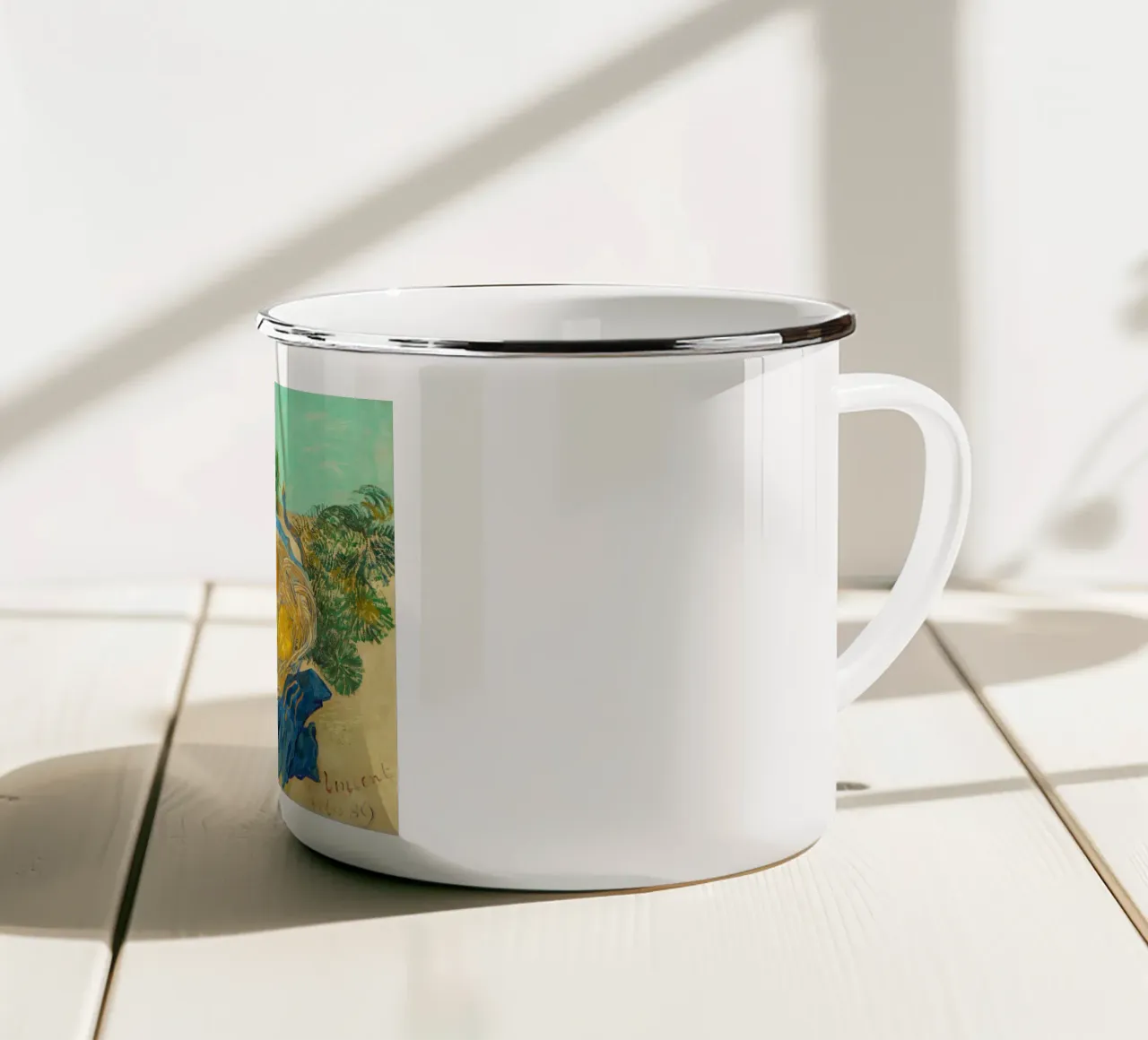 Arance e guanti blu tazza in smalto da Carinaprint