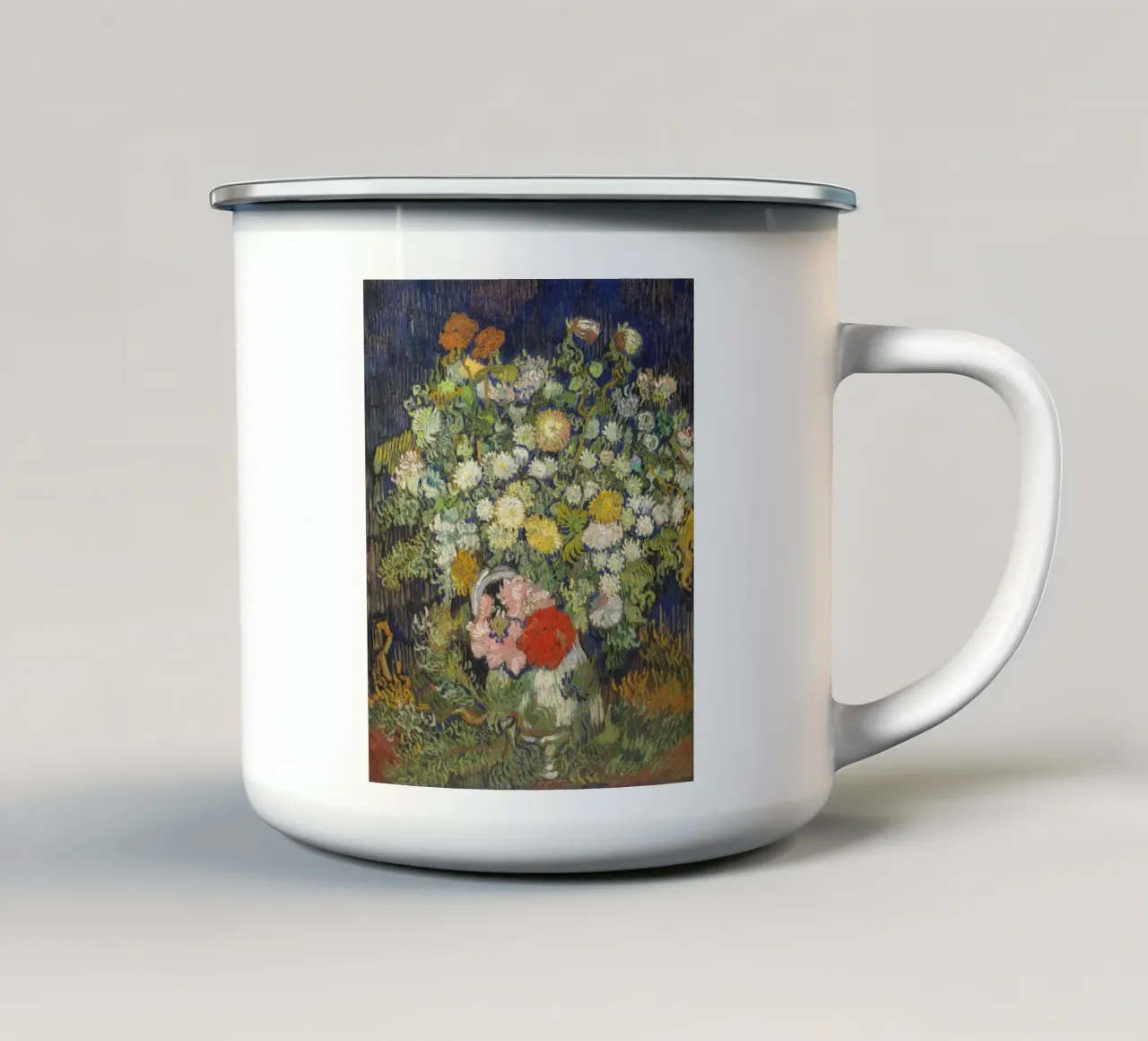 bouquet van Gogh con vaso tazza in smalto da Carinaprint