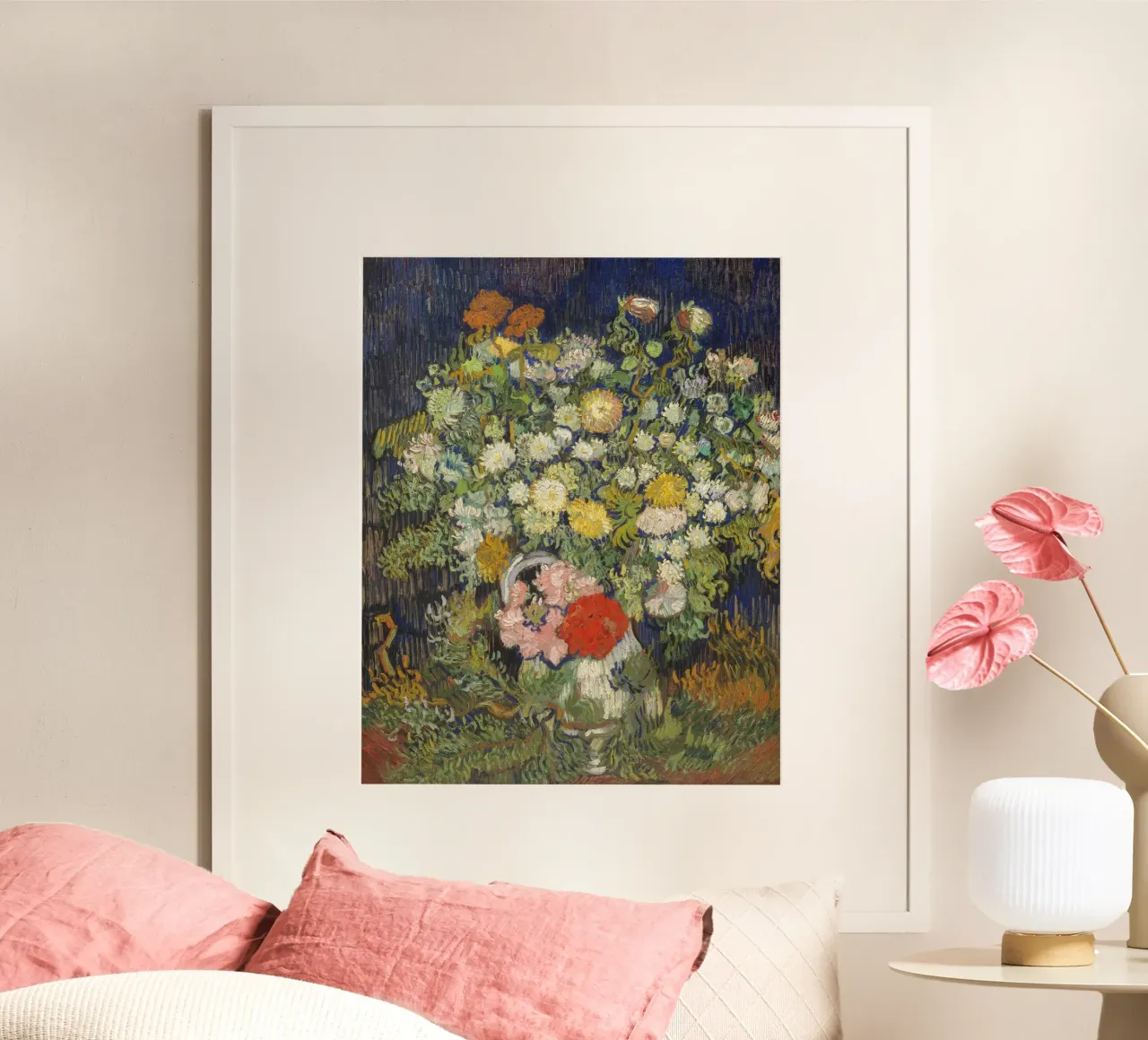 bouquet van Gogh con vaso poster con telaio in plastica da Carinaprint