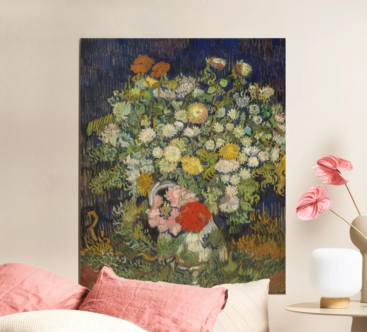 bouquet van Gogh con vaso poster con telaio in plastica da Carinaprint