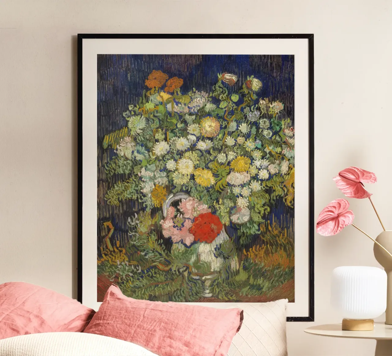 bouquet van Gogh con vaso poster con telaio in plastica da Carinaprint