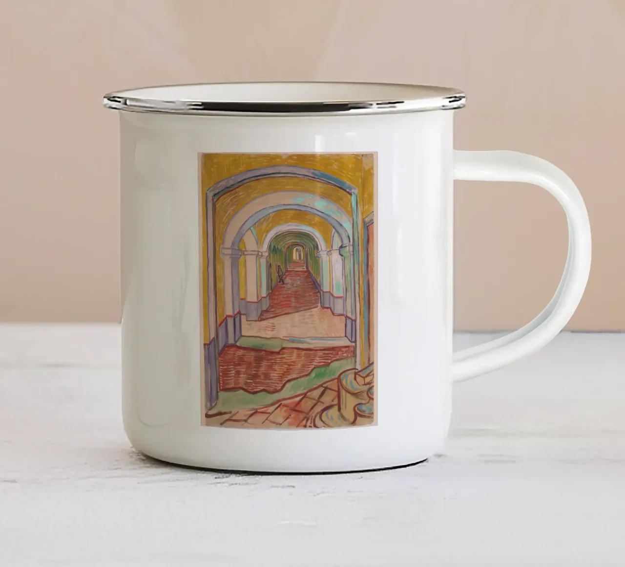 corridoio di van Gogh nel manicomio tazza in smalto da Carinaprint