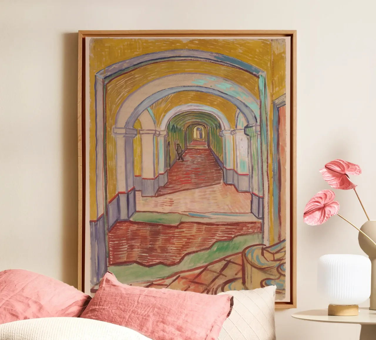 corridoio di van Gogh nel manicomio tela con Cornice a cassetta da Carinaprint