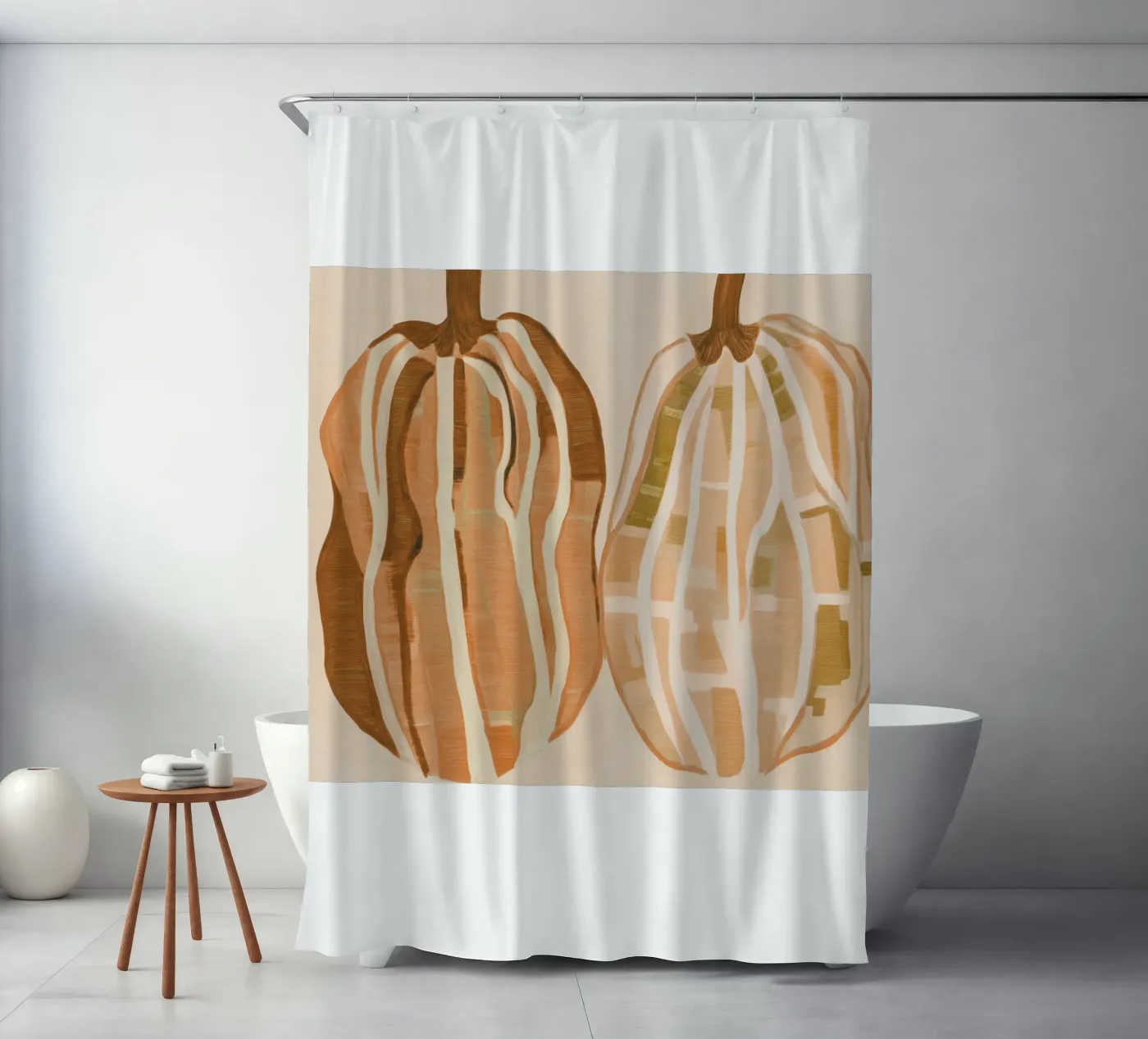 A Basic Pumpkins shower curtain by Melloi Art Print