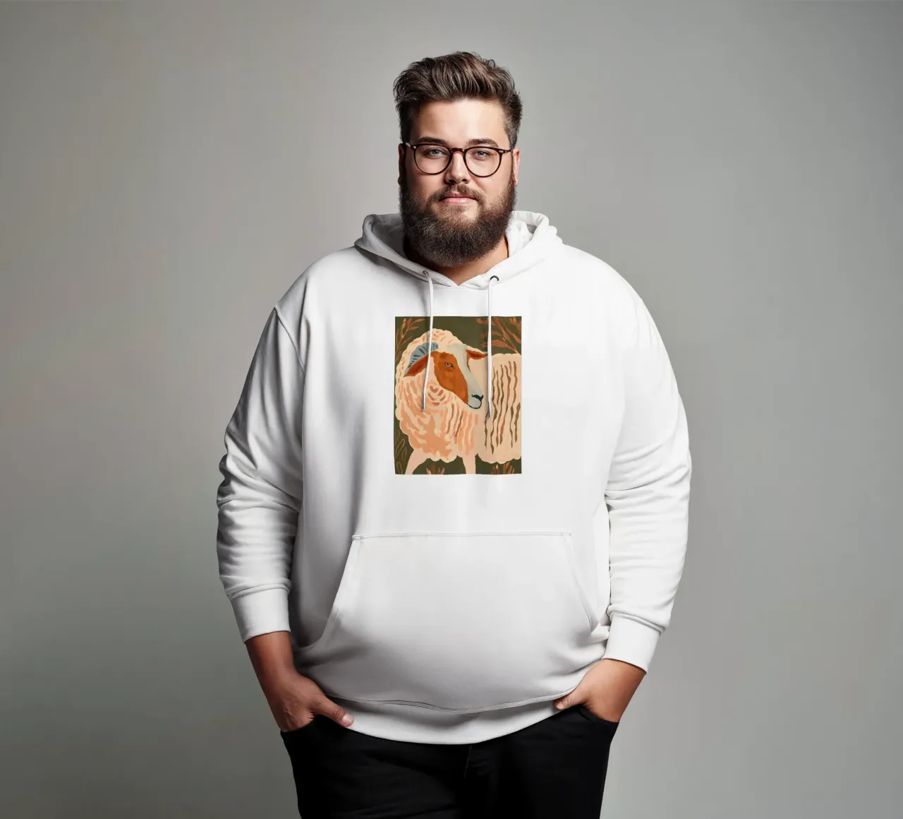 Ram rustico astratto 3 felpa con cappuccio da ThingDesign