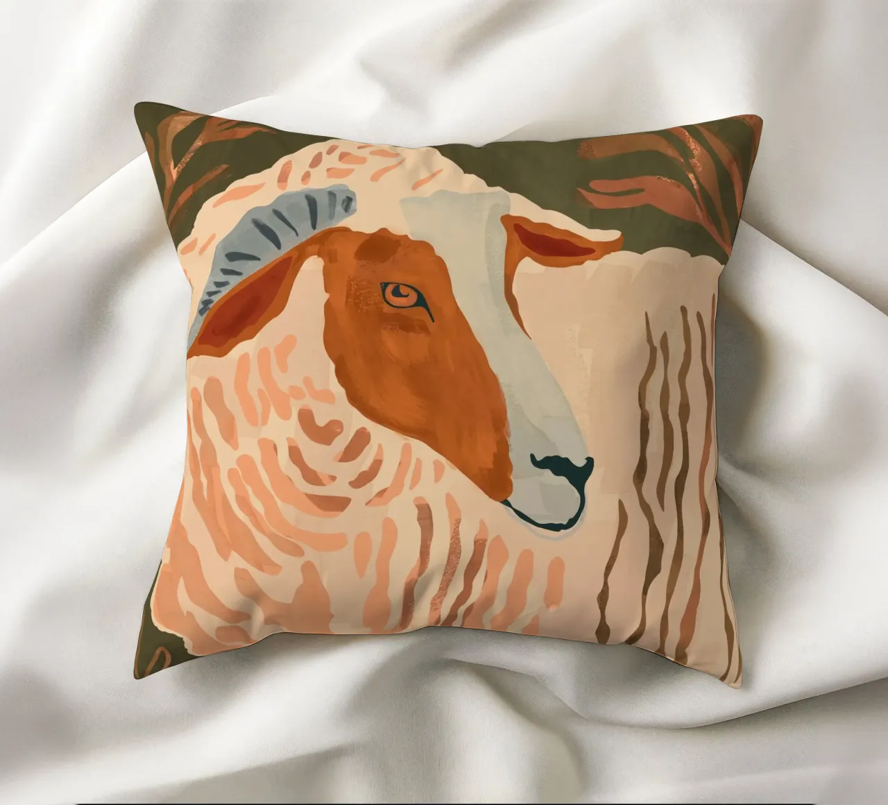 Ram rustico astratto 3 cuscino da ThingDesign