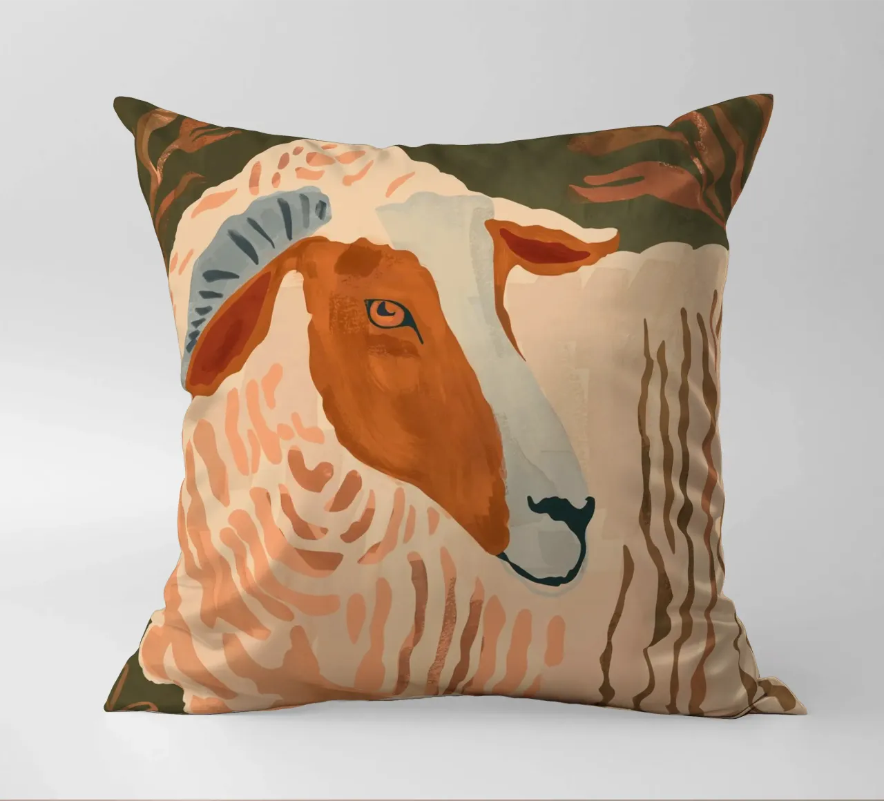 Ram rustico astratto 3 cuscino da ThingDesign