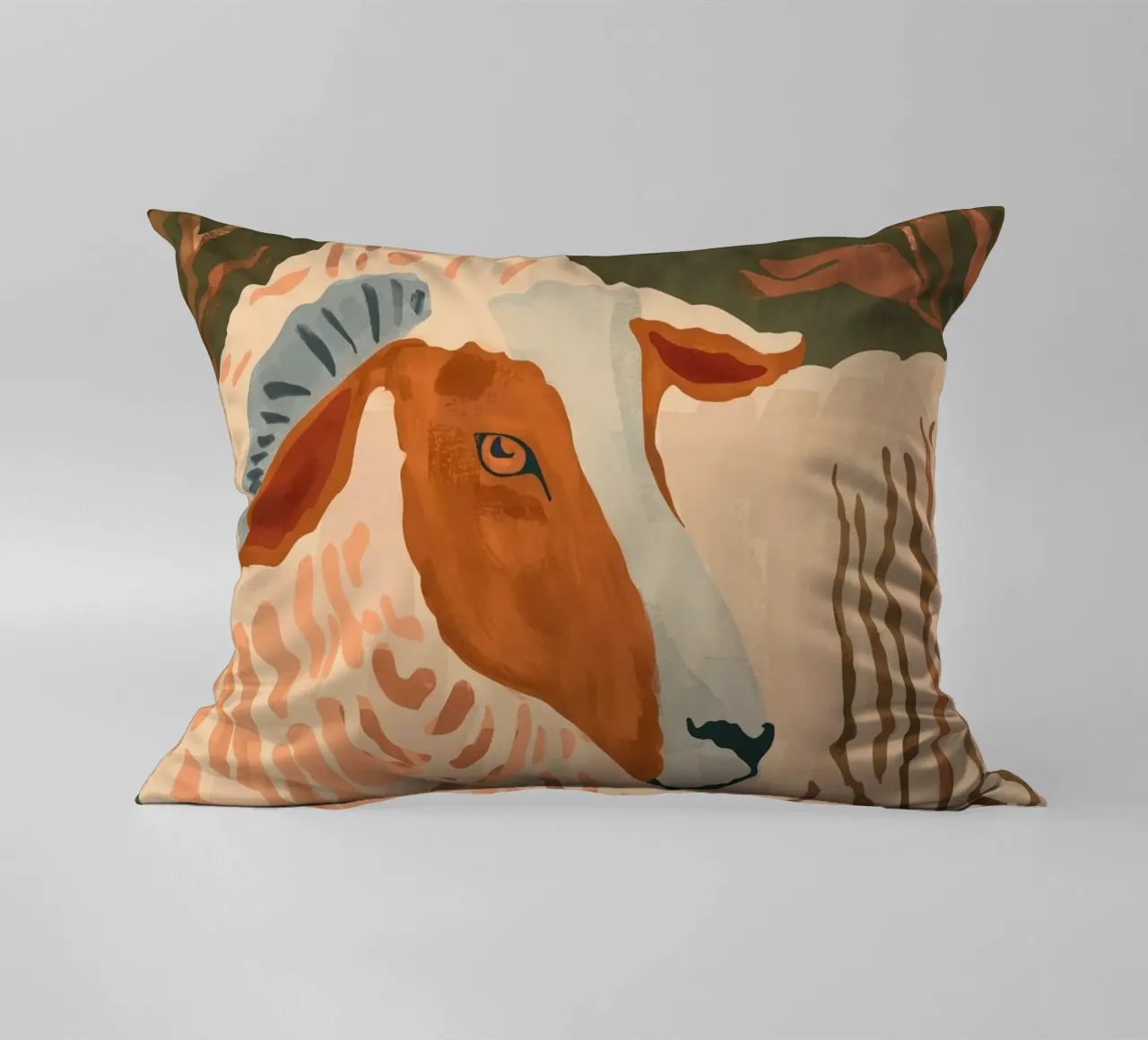 Ram rustico astratto 3 cuscino da ThingDesign