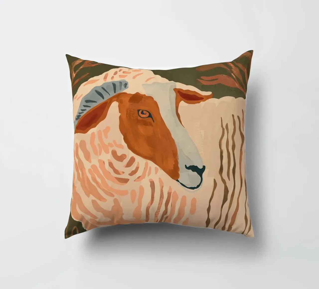 Ram rustico astratto 3 cuscino da ThingDesign