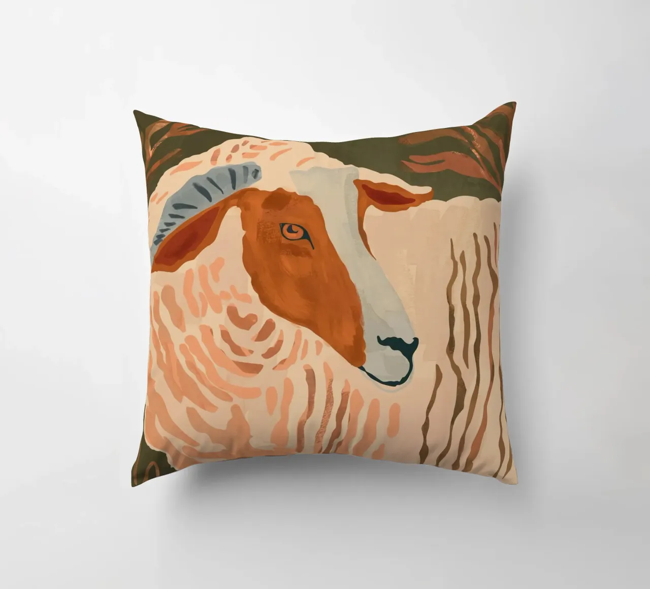 Ram rustico astratto 3 cuscino da ThingDesign