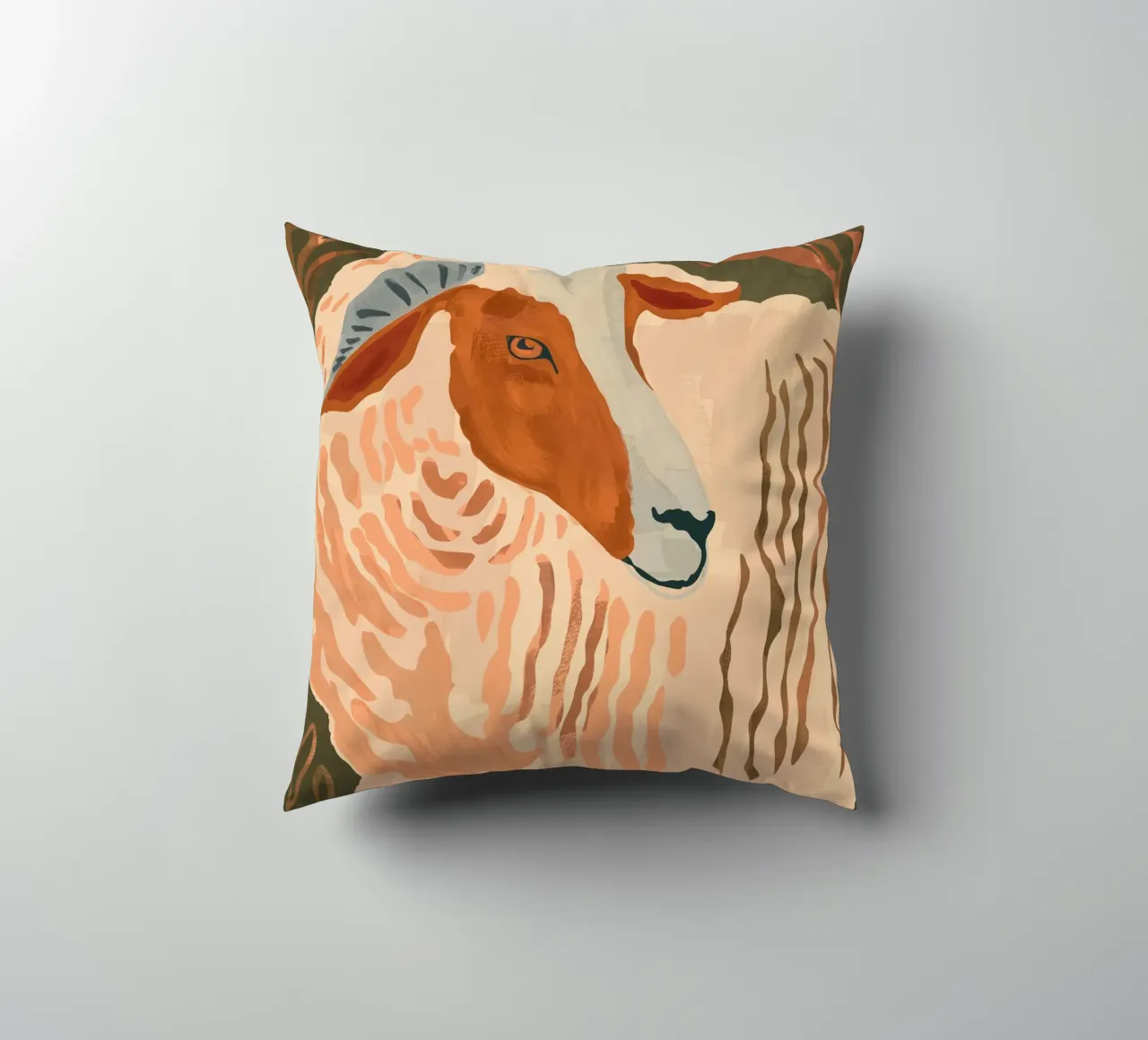 Ram rustico astratto 3 cuscino da ThingDesign