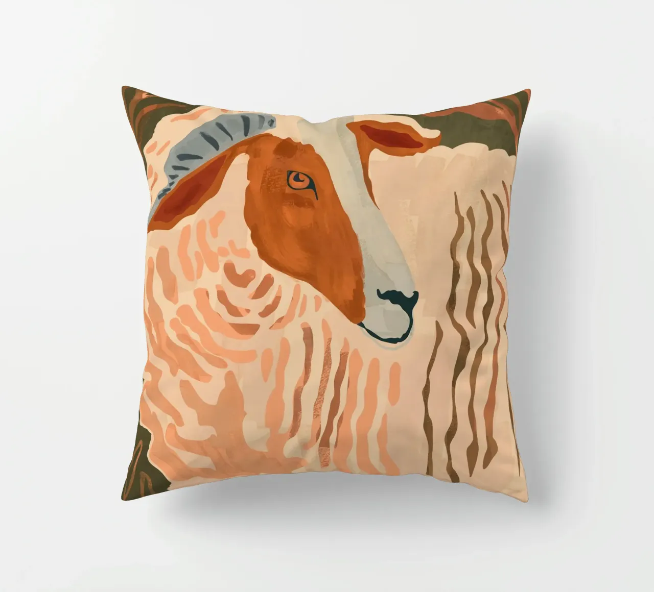 Ram rustico astratto 3 cuscino da ThingDesign